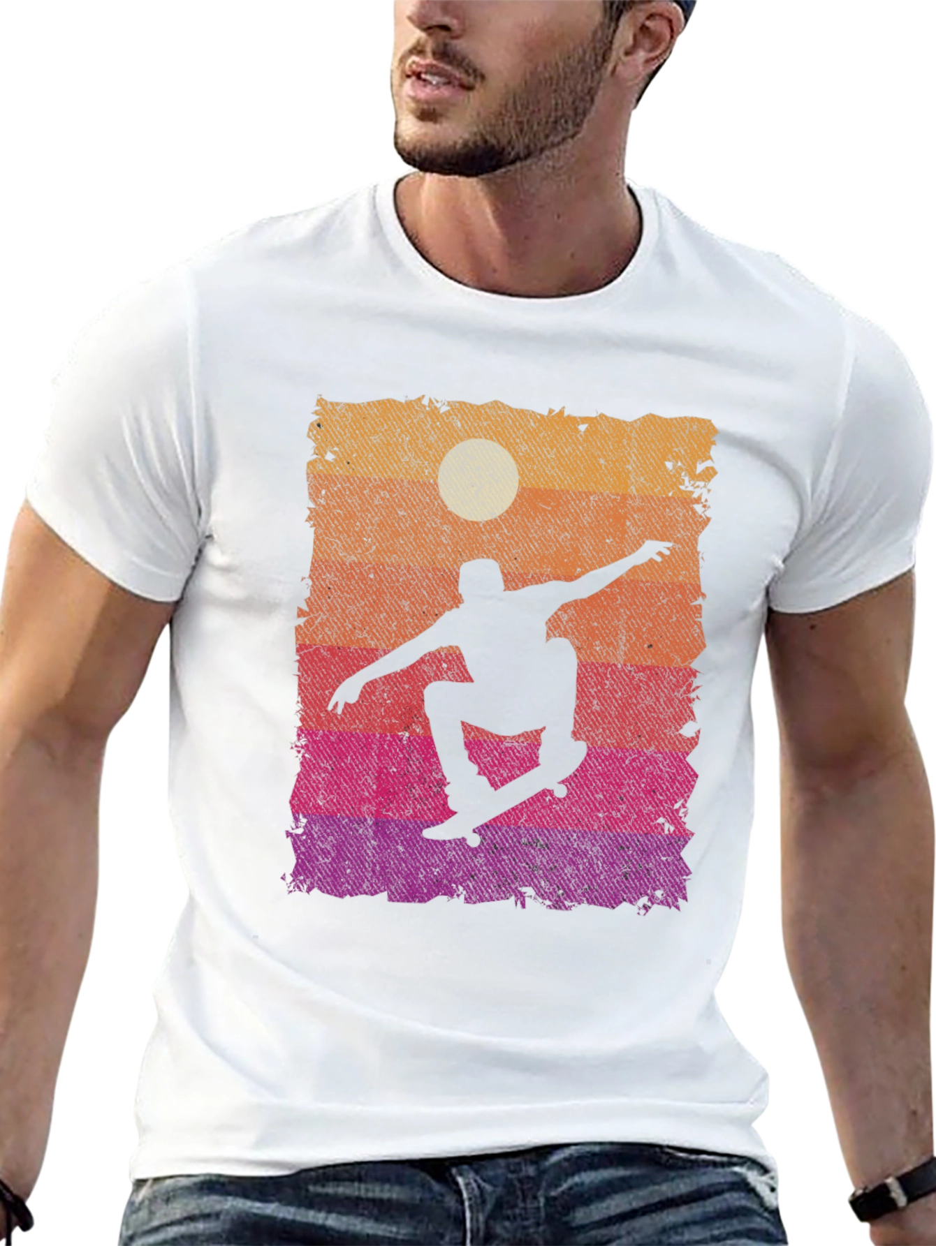 Skateboarding Sunset Graphic Tee - Cool Skater Design