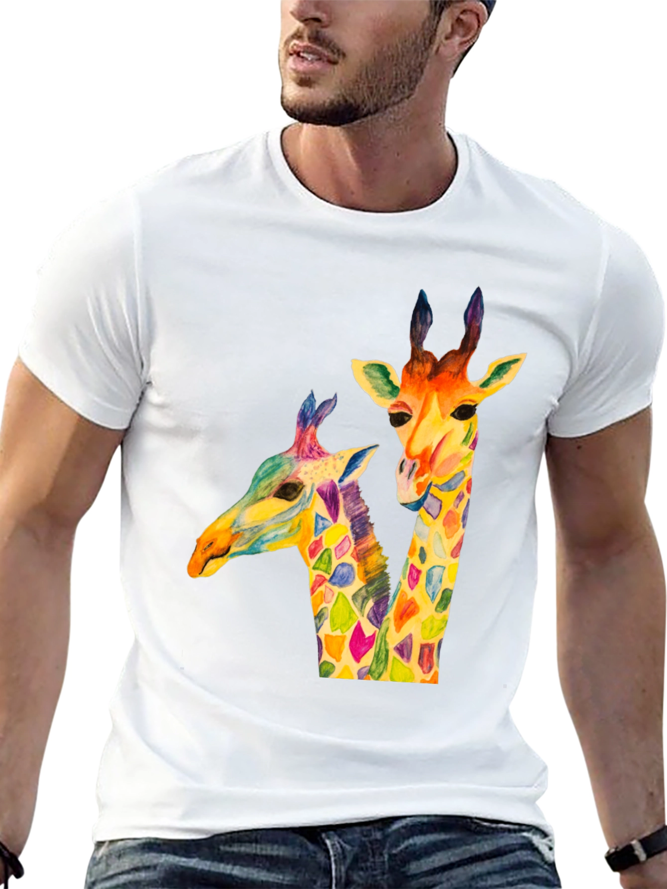Colorful Giraffe Graphic T-Shirt