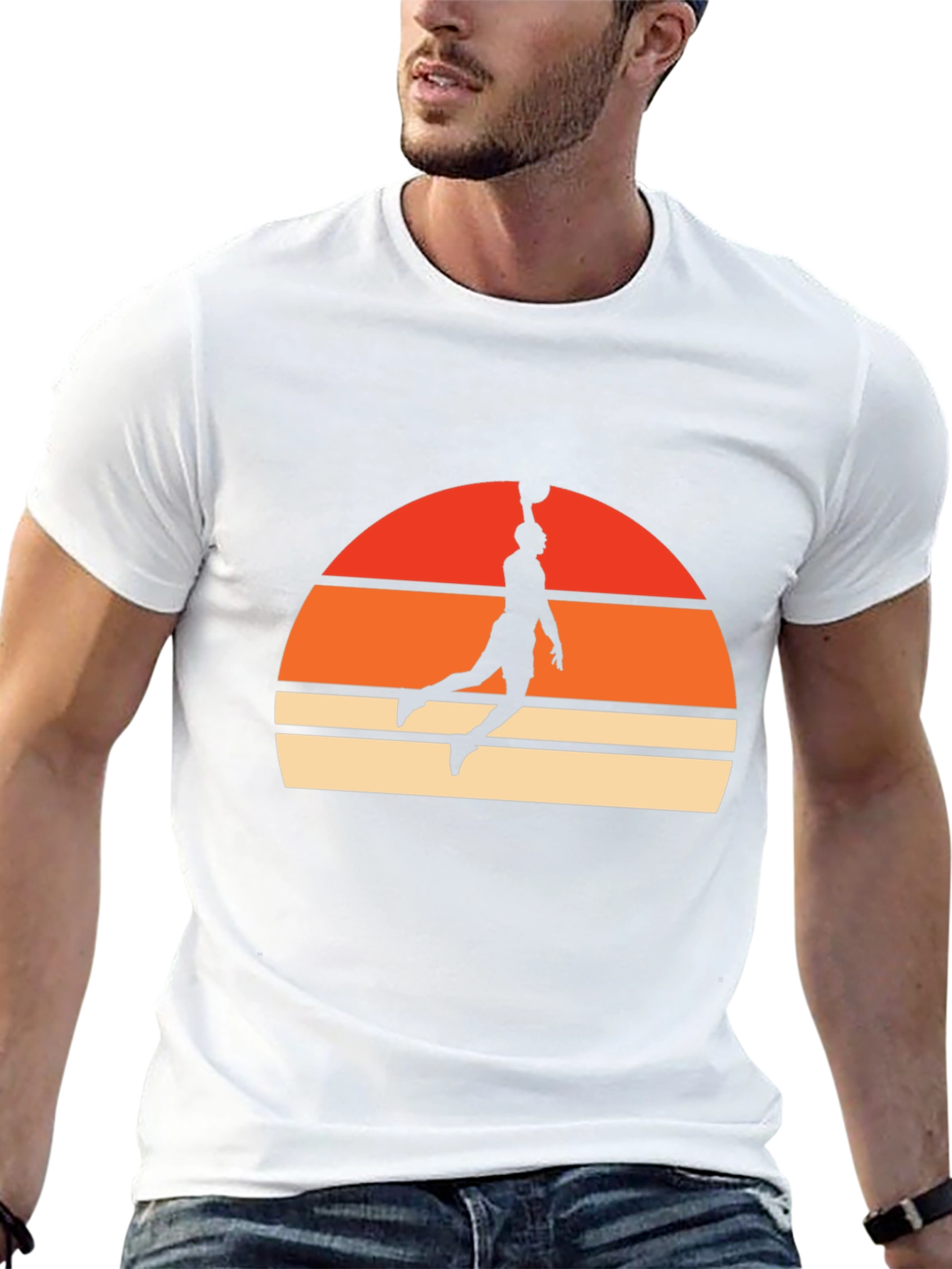 Retro Sunset Basketball Dunk T-Shirt