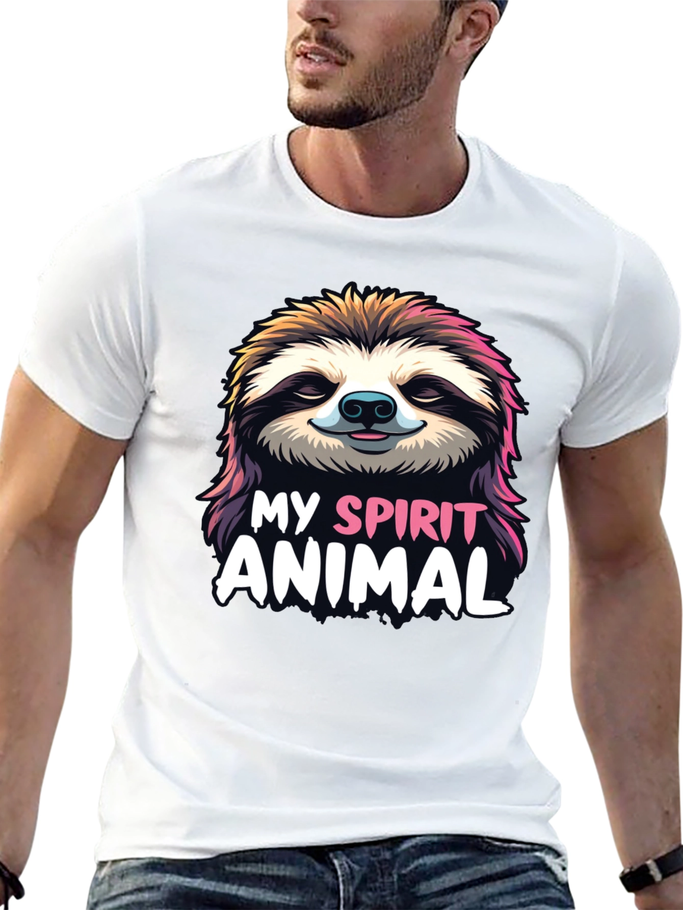 Sloth Spirit Animal Graphic Tee - Relaxed Fit