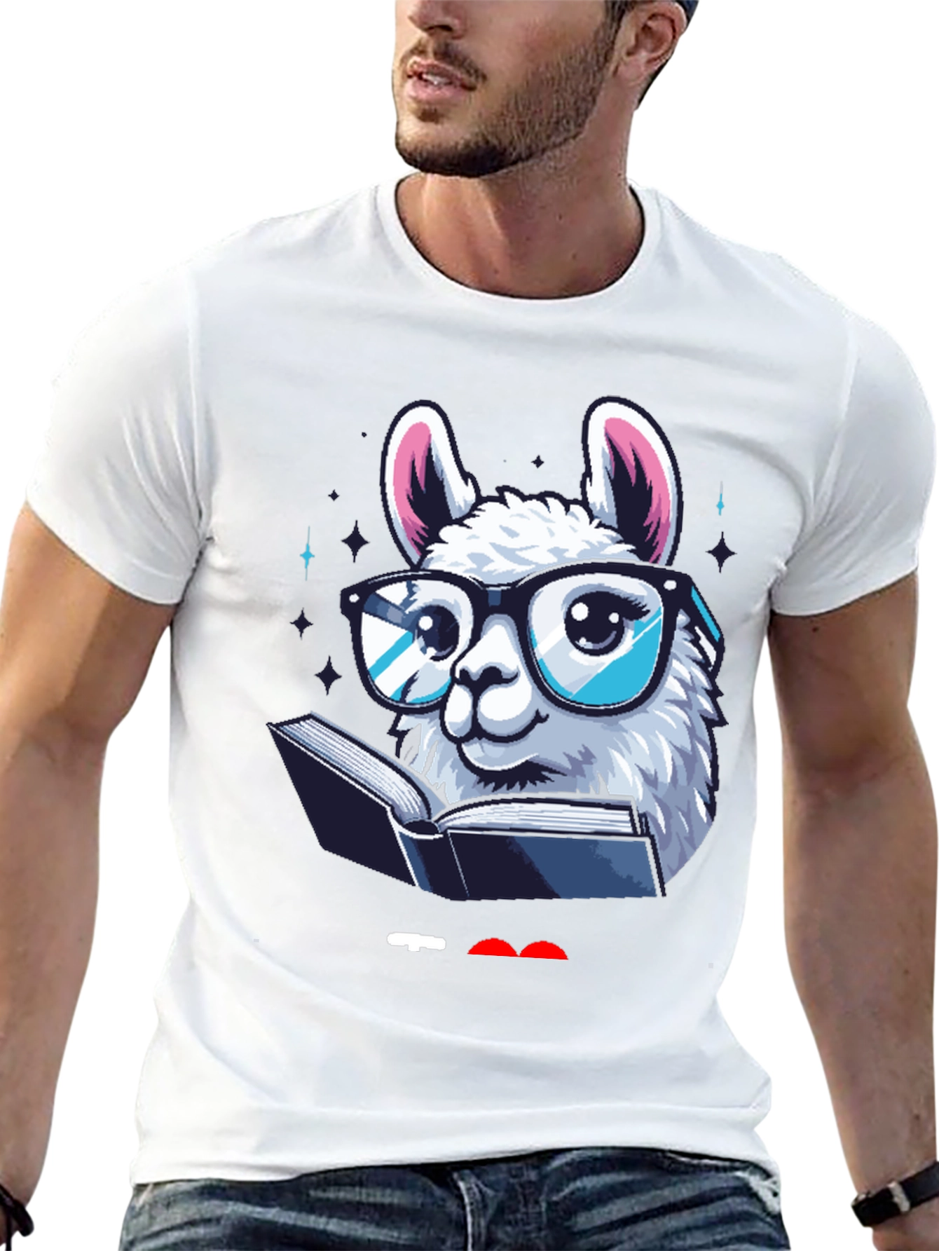 Llama Reader Graphic Tee - Black Cotton Shirt