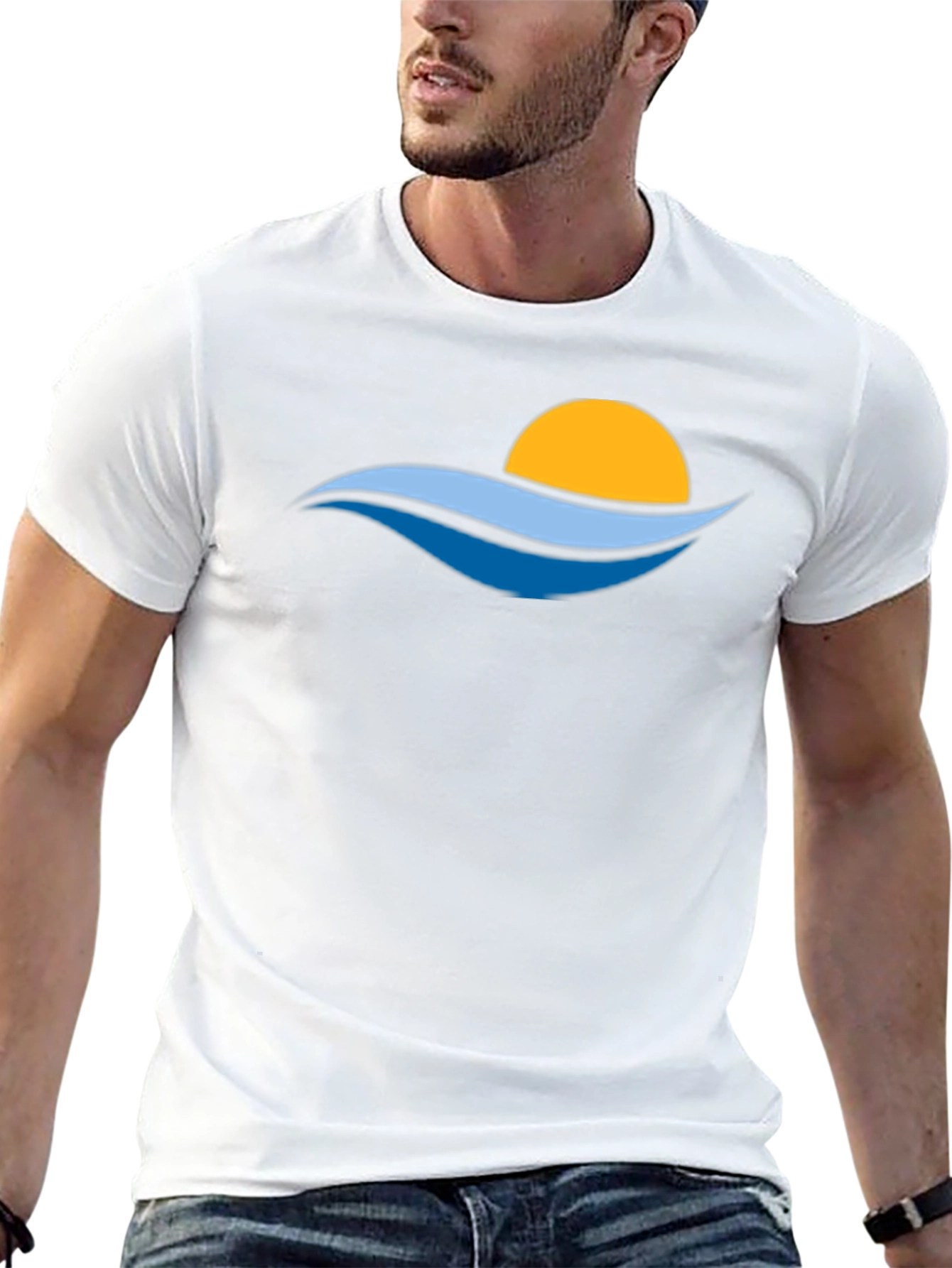 Sunset Waves Graphic Tee - Stylish Black T-Shirt