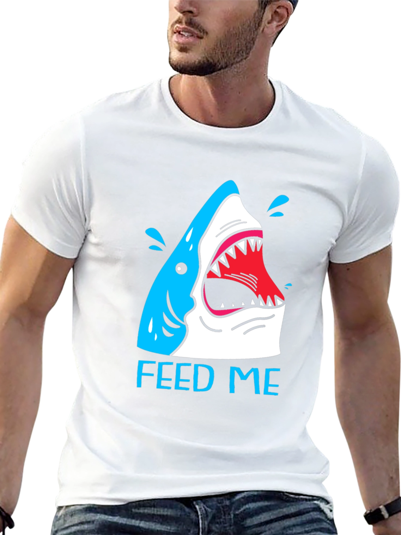 Feed Me Shark T-Shirt - Funny Graphic Tee