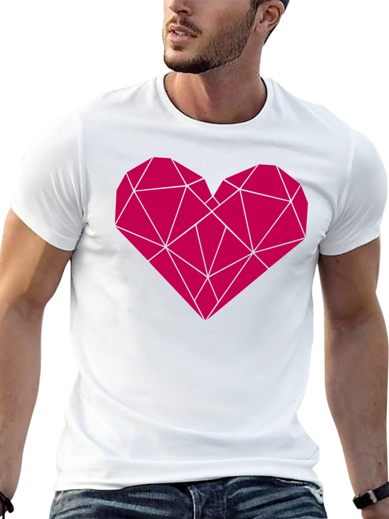 Geometric Heart Graphic Black T-Shirt