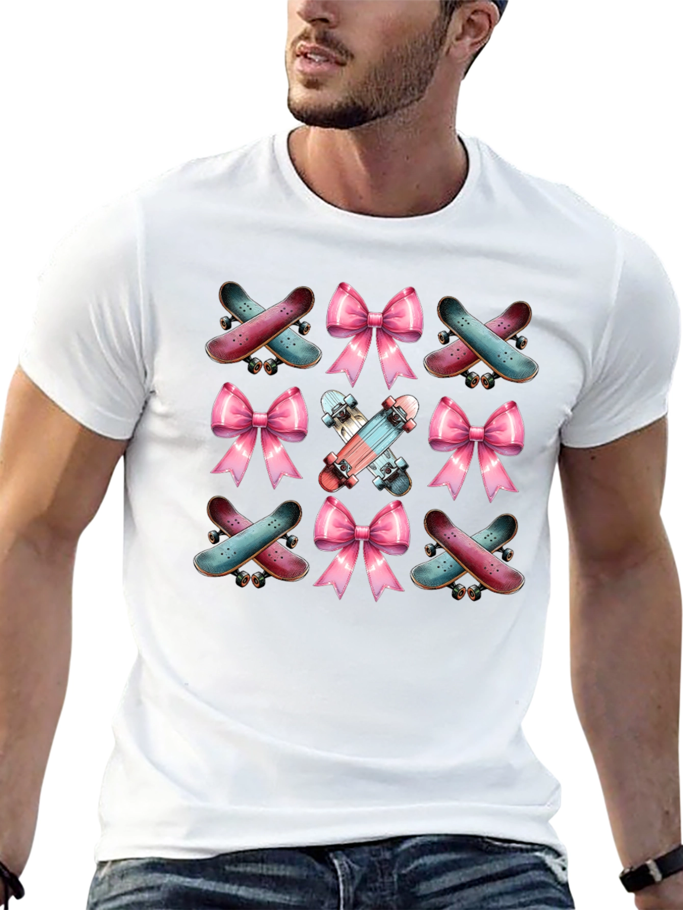 Skateboard & Bows Graphic Tee