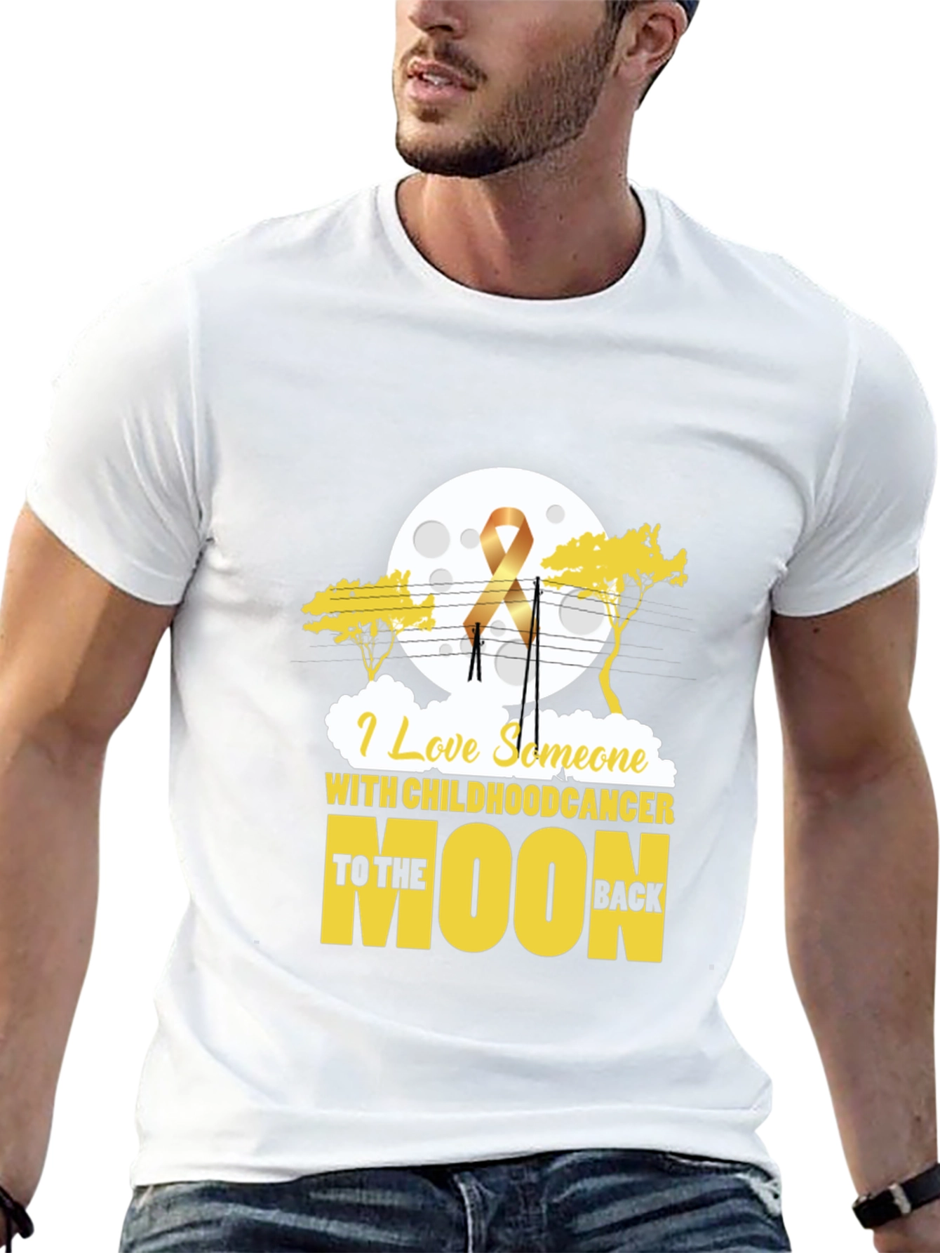 Childhood Cancer Awareness T-Shirt Moon Design