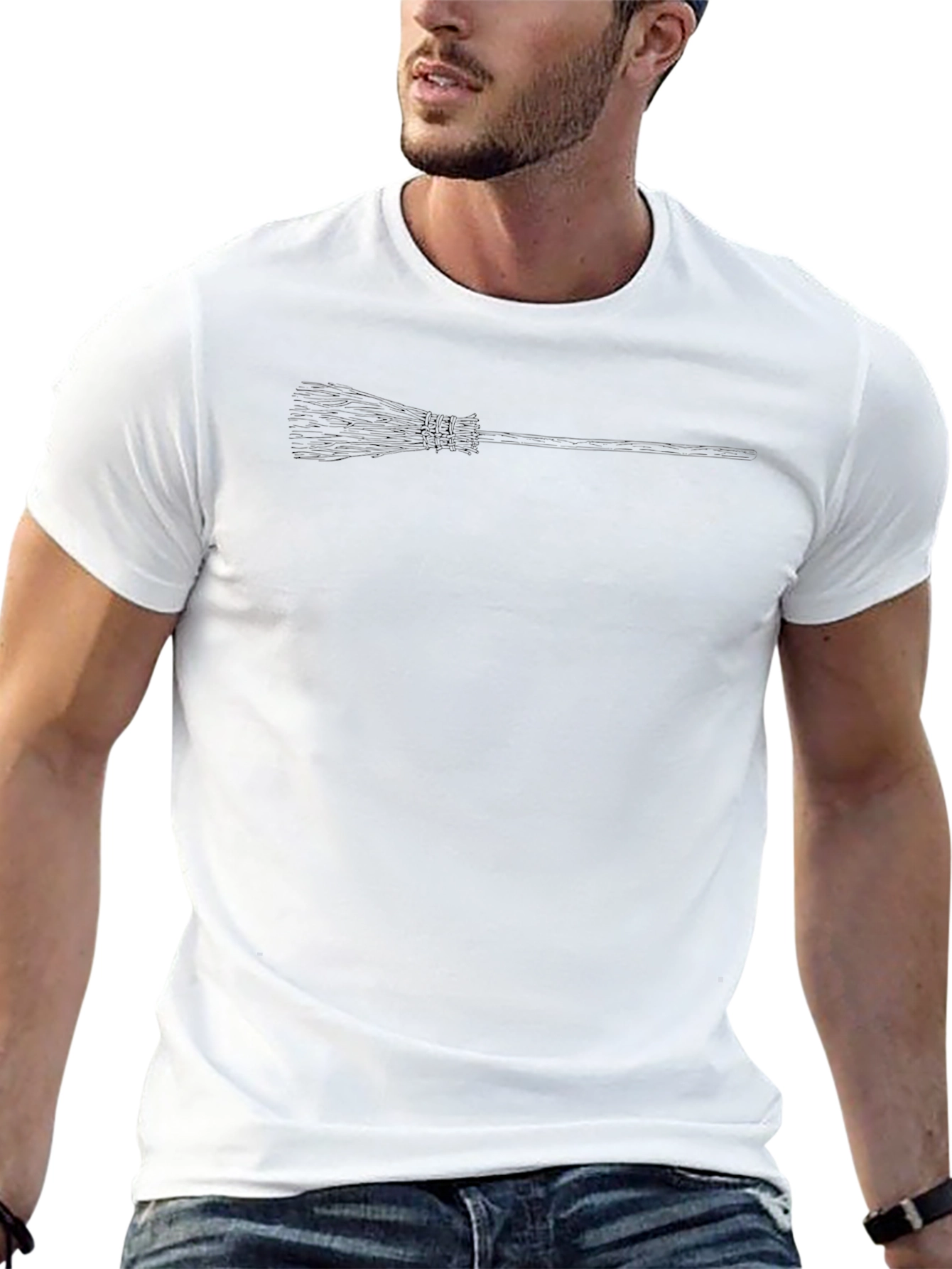Broom Graphic Tee - Casual Black Cotton T-Shirt