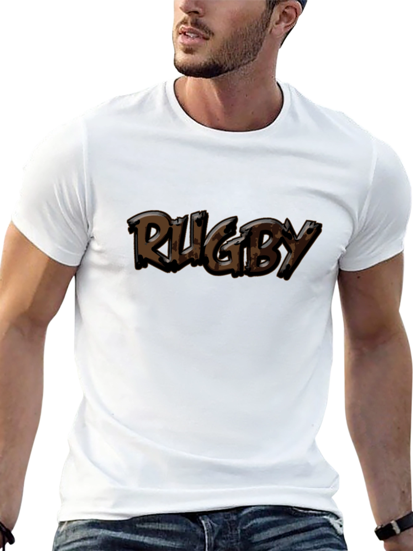 Rugby Graphic Print Black T-Shirt