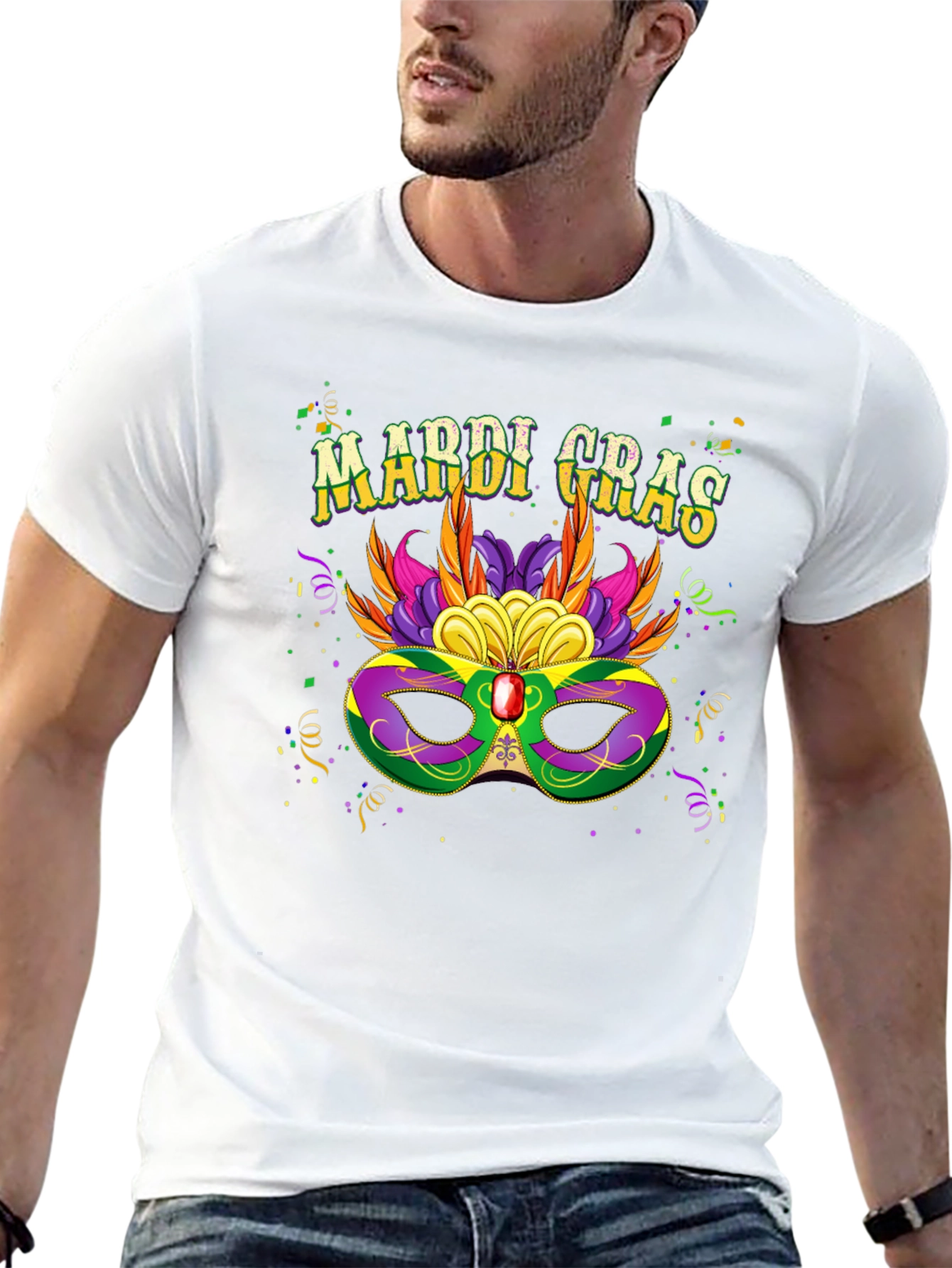 Mardi Gras Mask Graphic T-Shirt