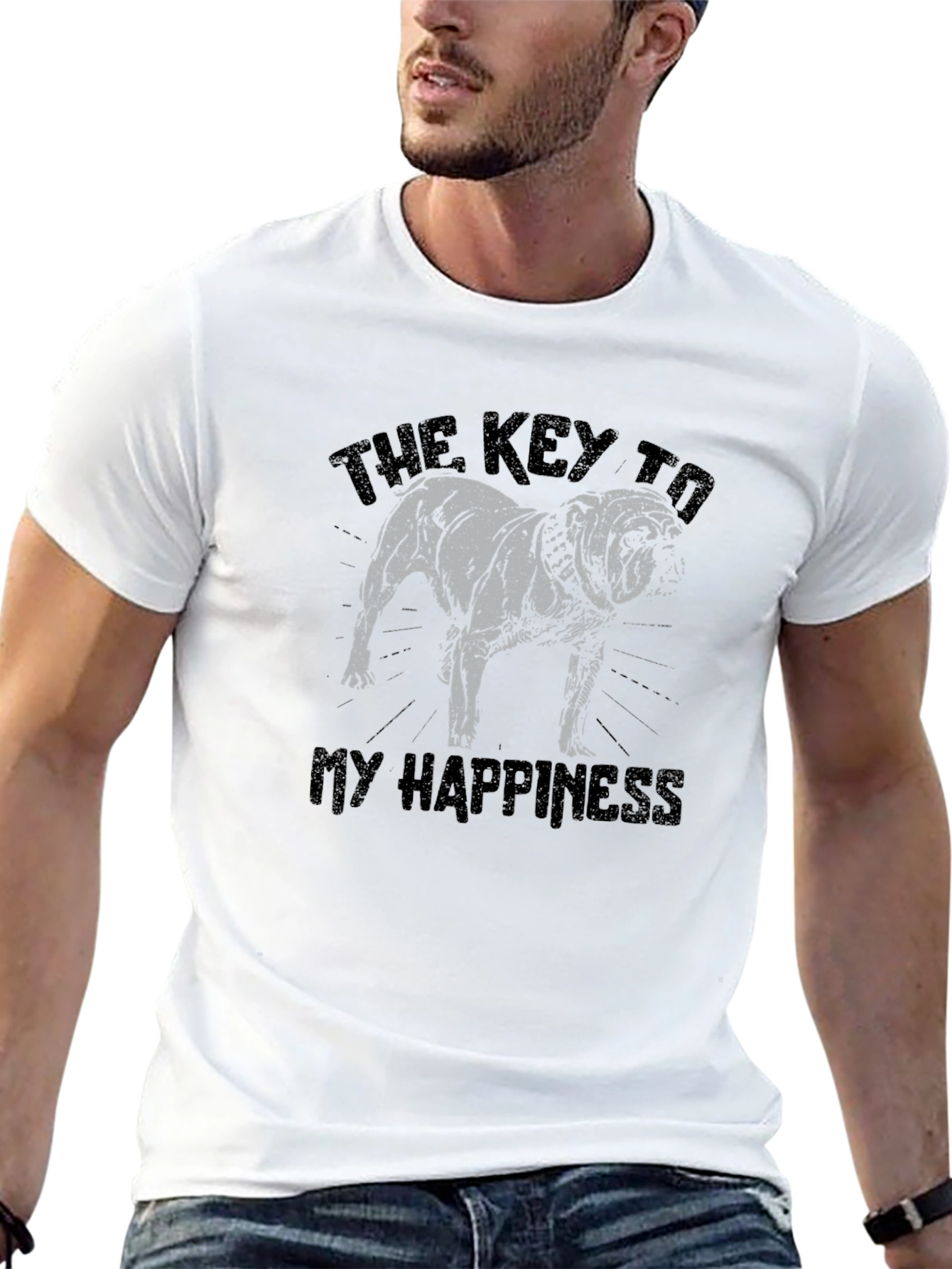 Bulldog Happiness Graphic T-Shirt - Black