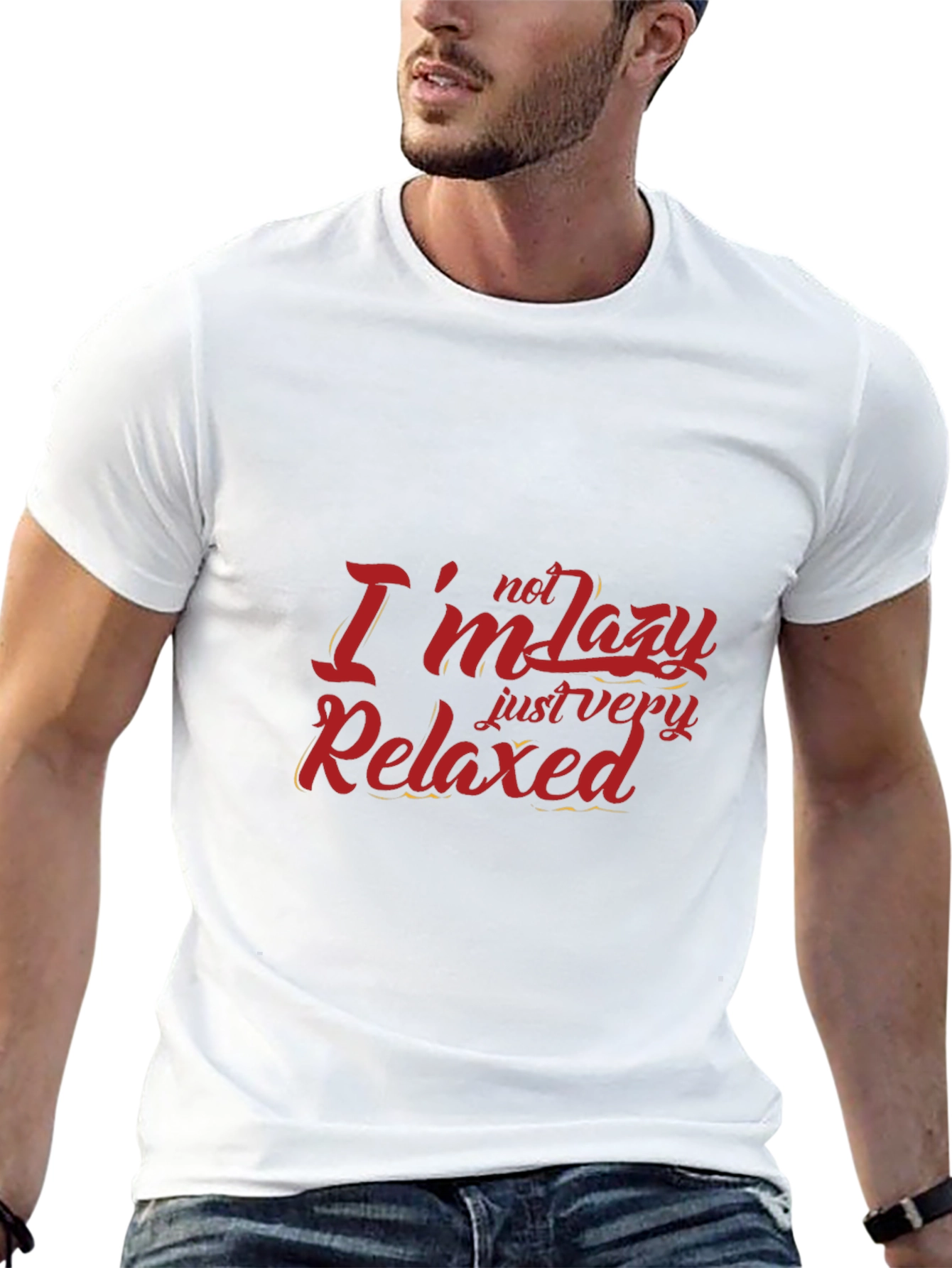 Relaxed Fit Graphic Tee - Im Not Lazy