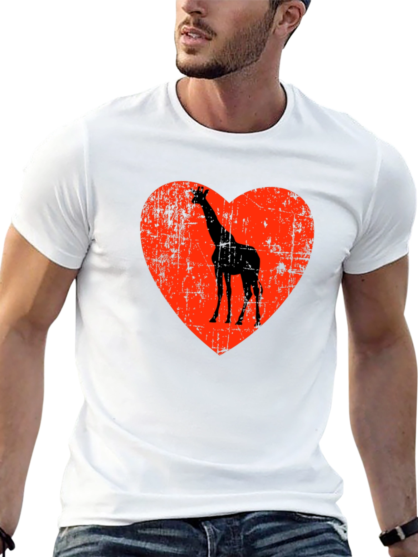 Giraffe Heart Graphic T-Shirt - Black