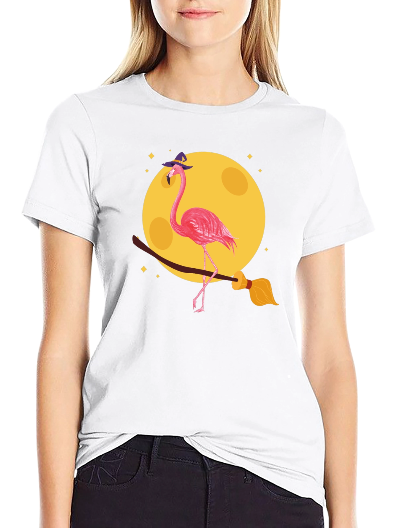 Halloween Flamingo Witch T-Shirt