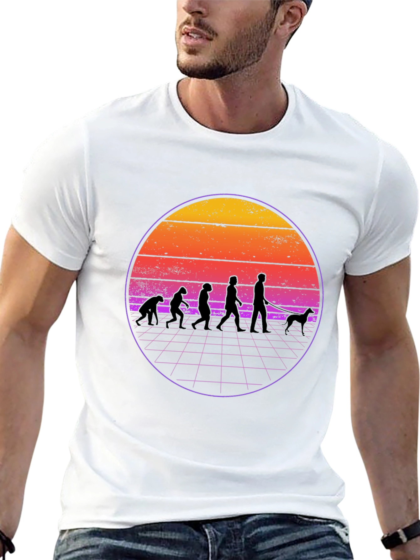 Evolution of Dog Walker Black T-Shirt