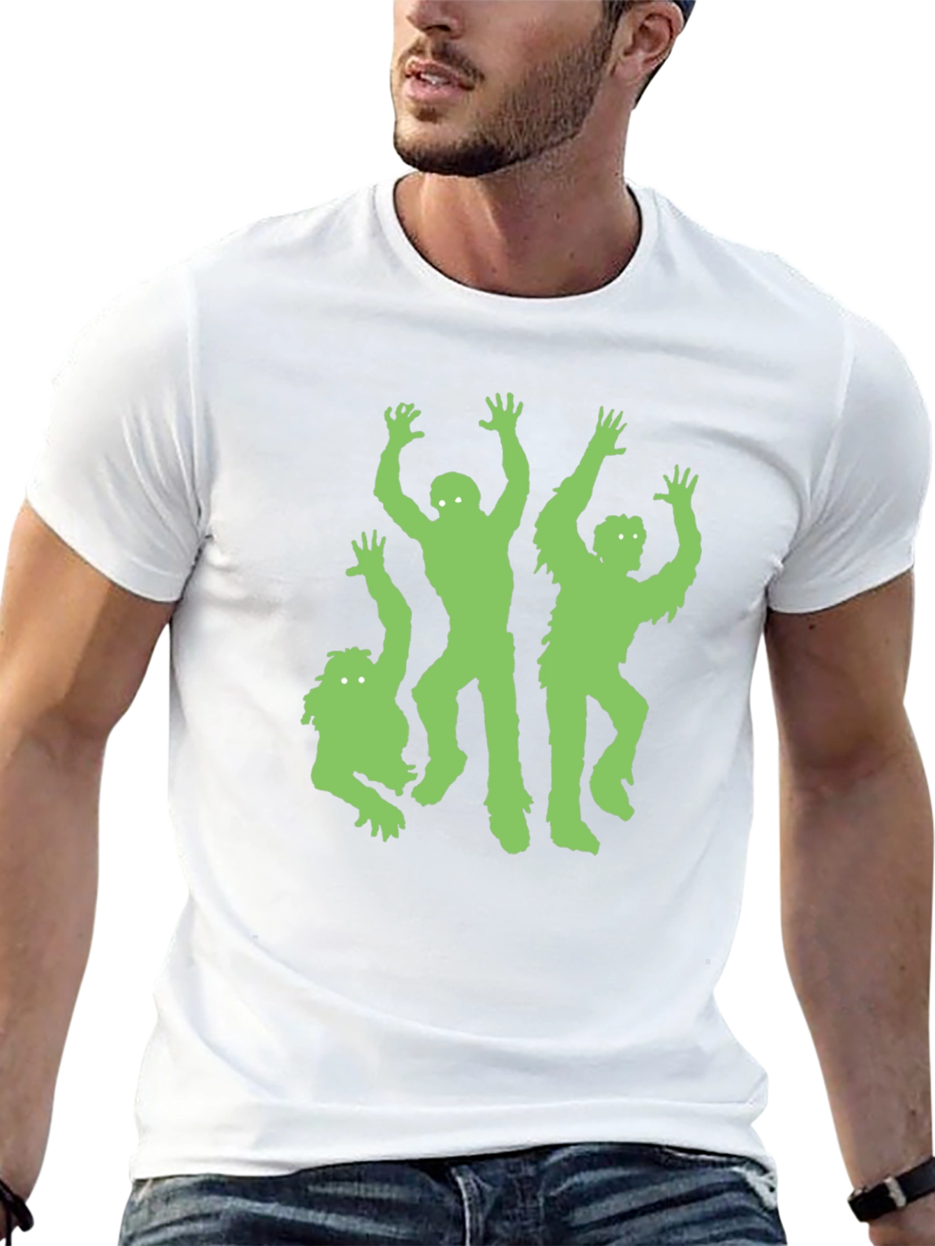Green Zombie Graphic Black T-Shirt