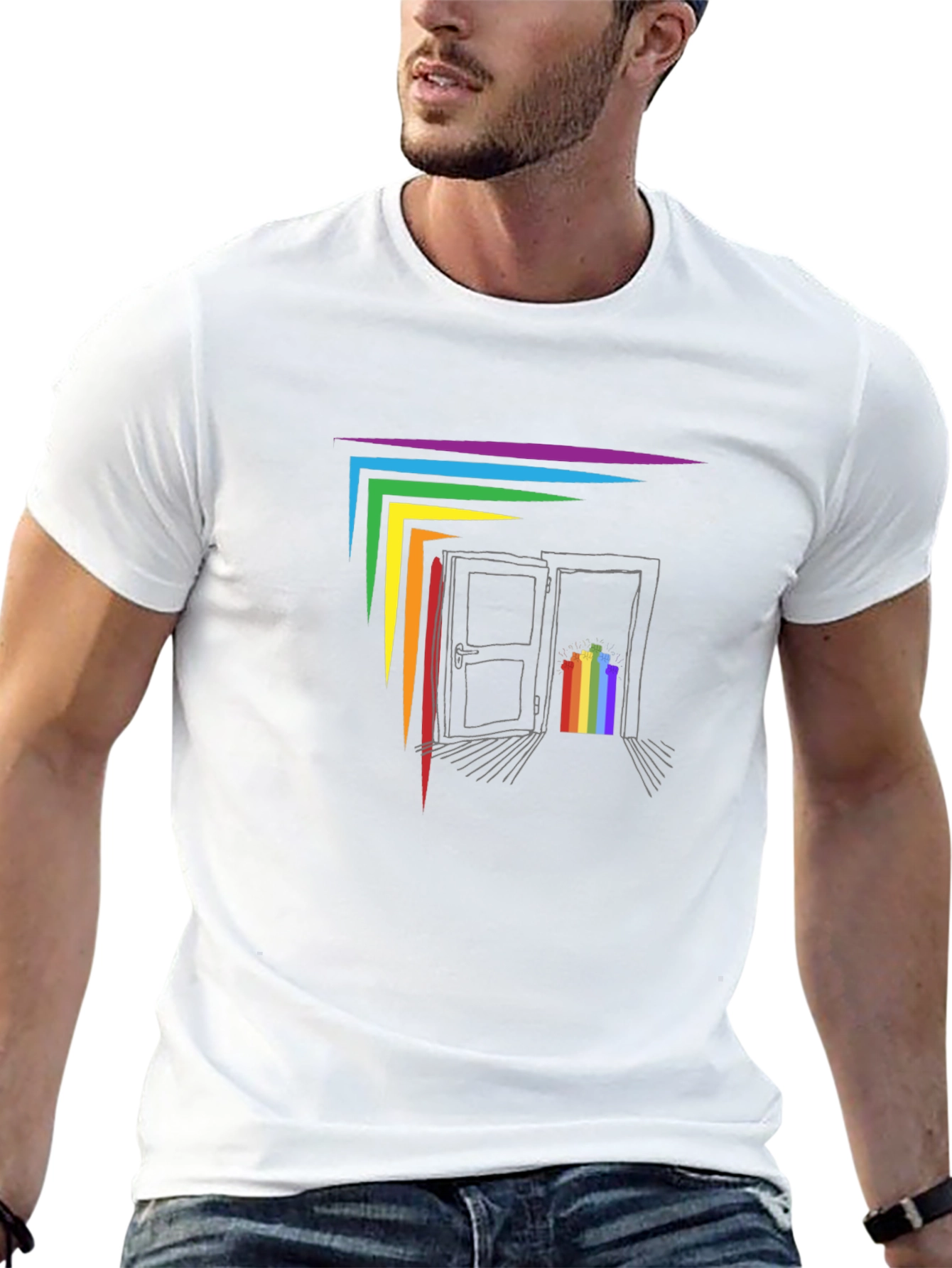 Rainbow Doorway Graphic T-Shirt - Black