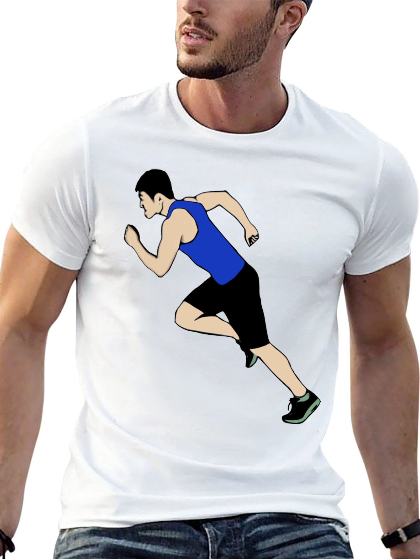 Runner Graphic Print Black T-Shirt