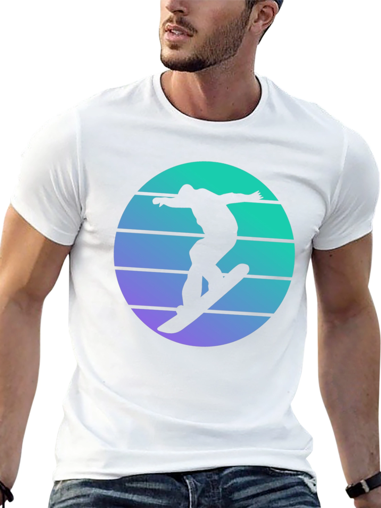 Skateboarder Retro Sunset Graphic Tee - Black