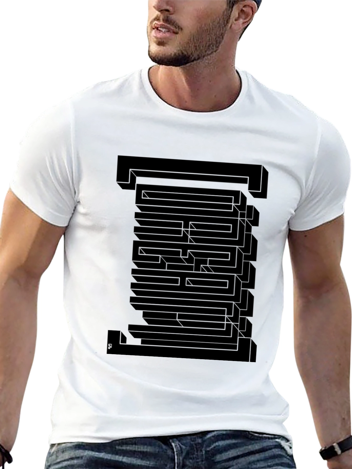 Optical Illusion Graphic T-Shirt - Black