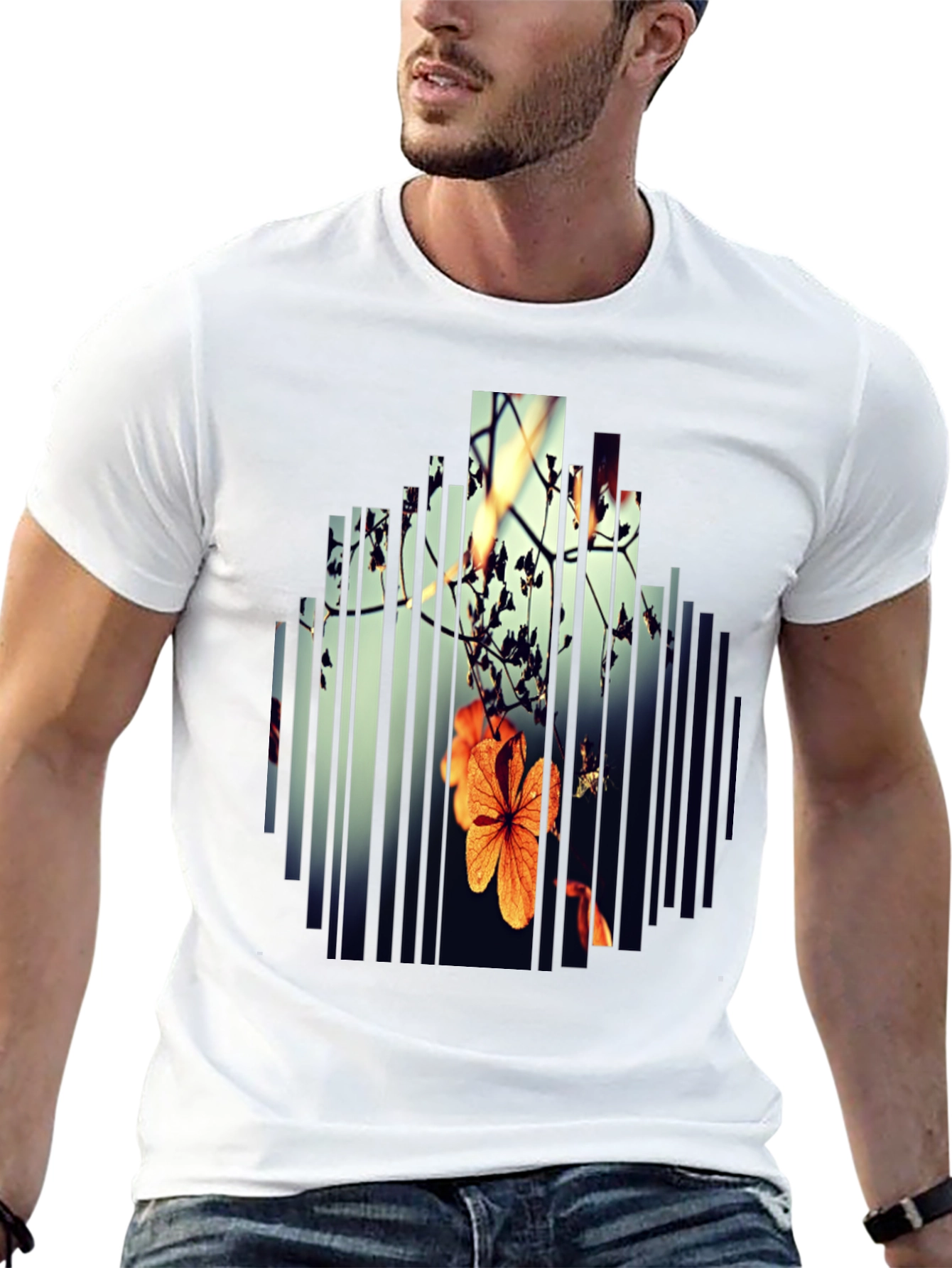 Abstract Floral Graphic Print Black T-Shirt