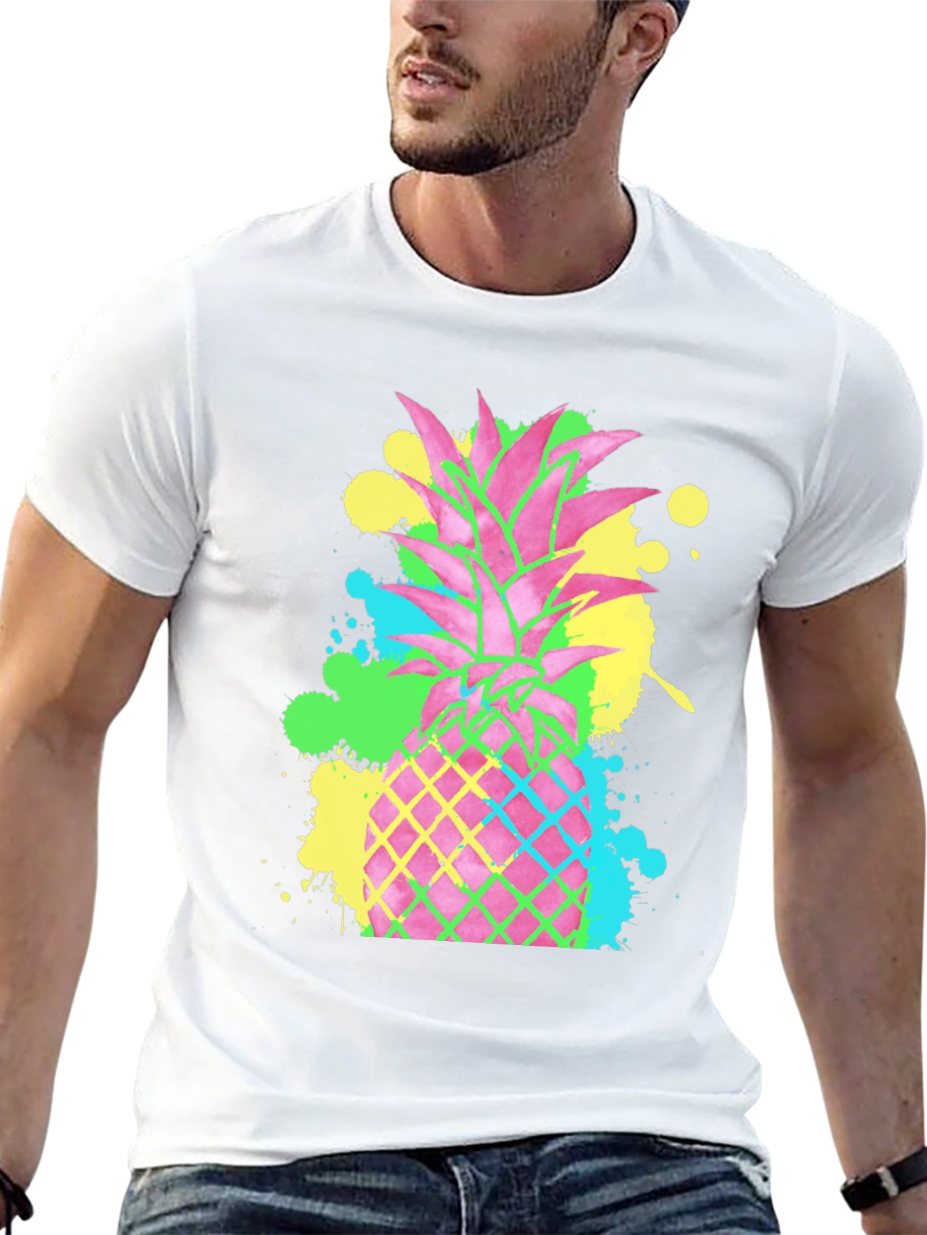 Neon Pineapple Graphic T-Shirt