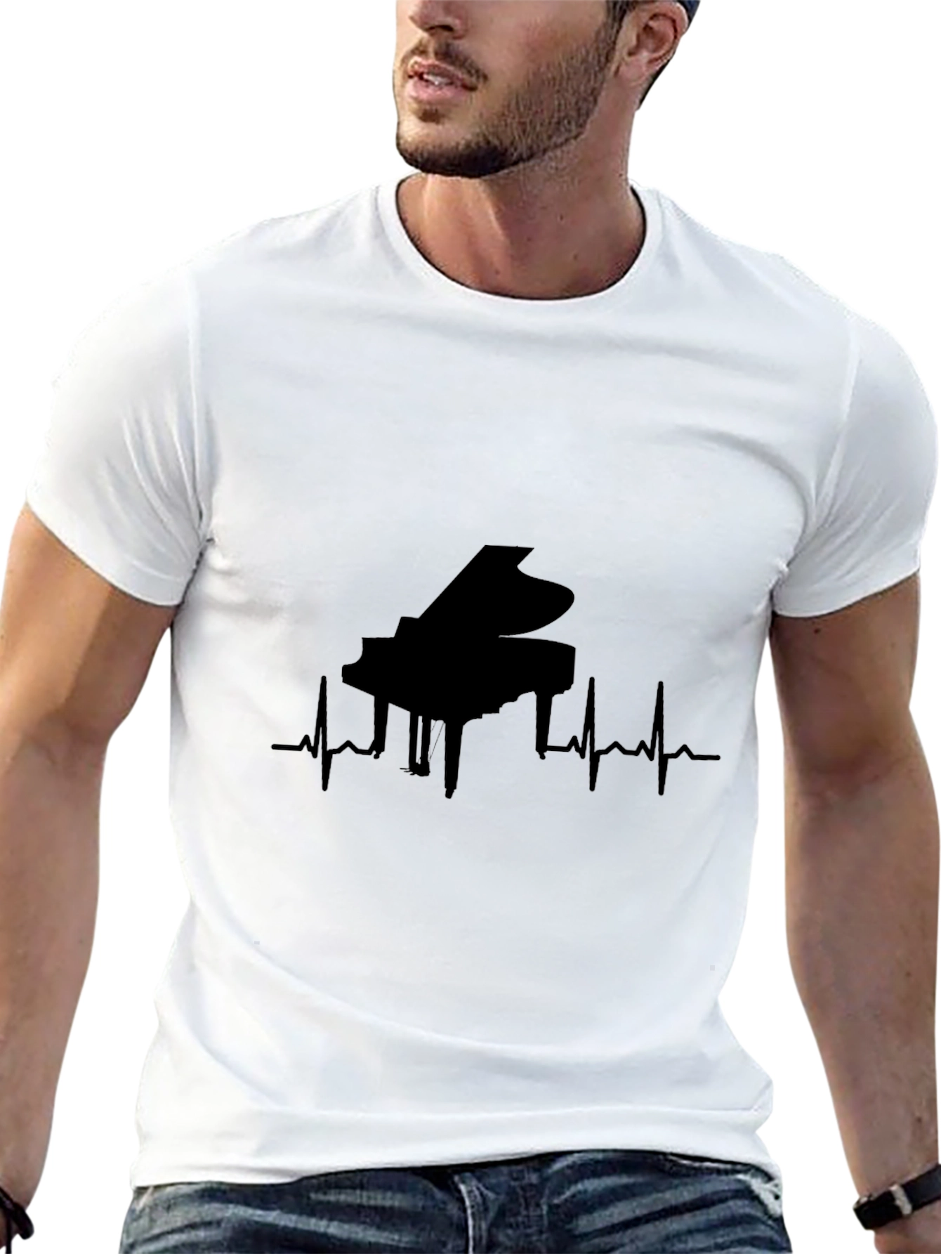 Piano Heartbeat Graphic T-Shirt