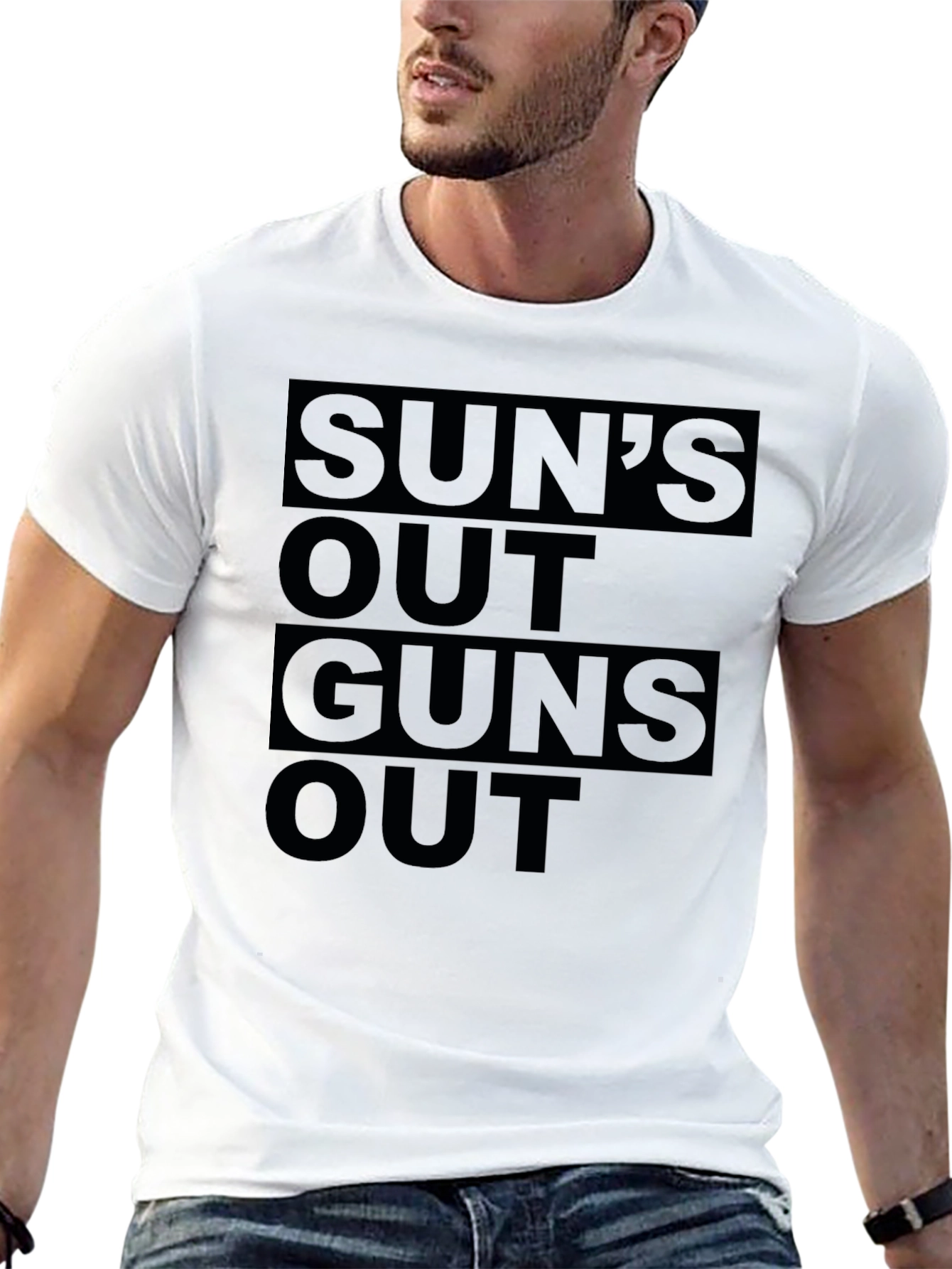 Suns Out Guns Out Black Graphic T-Shirt