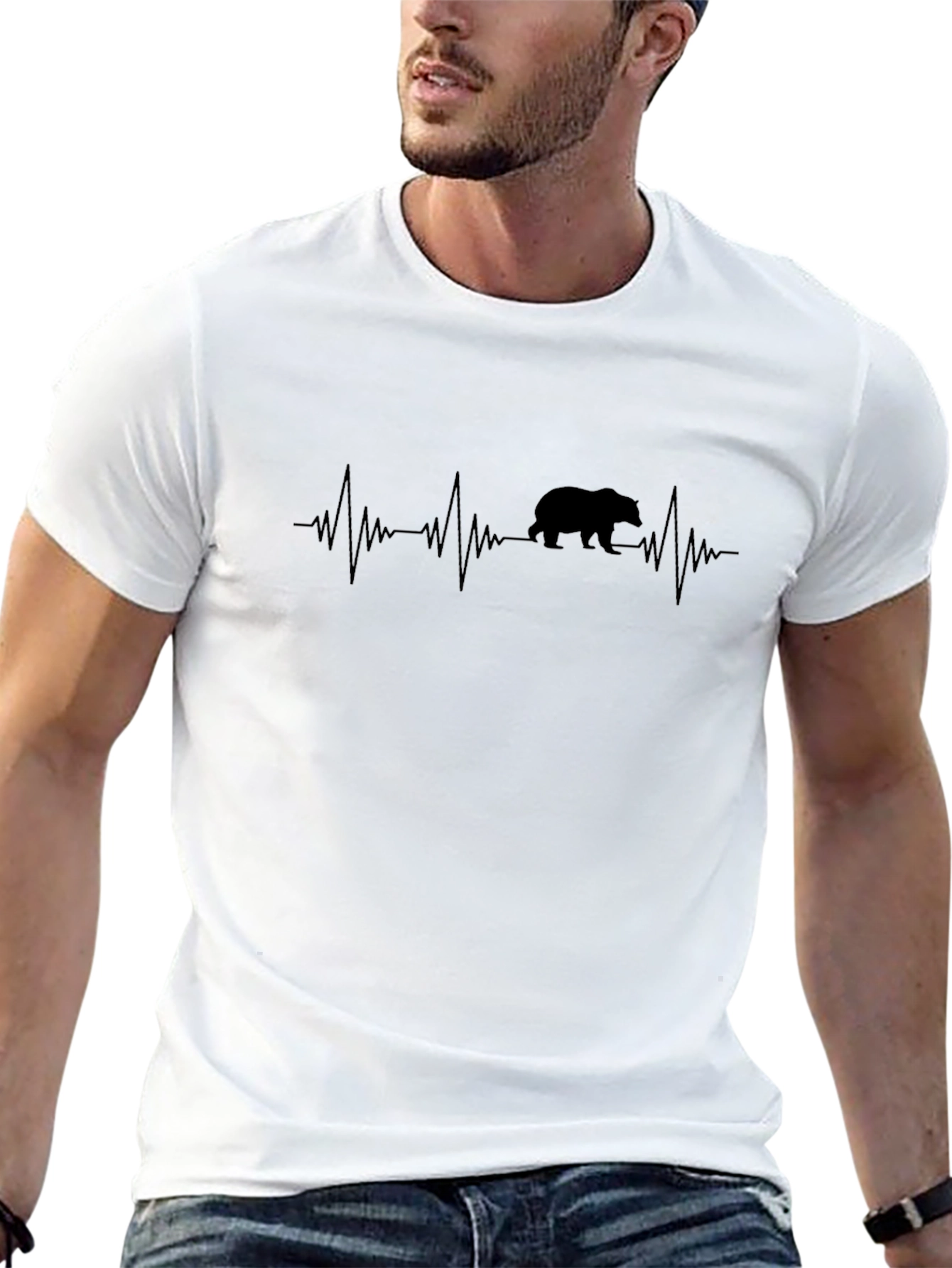 Bear Heartbeat Graphic Tee - Mens Black T-Shirt