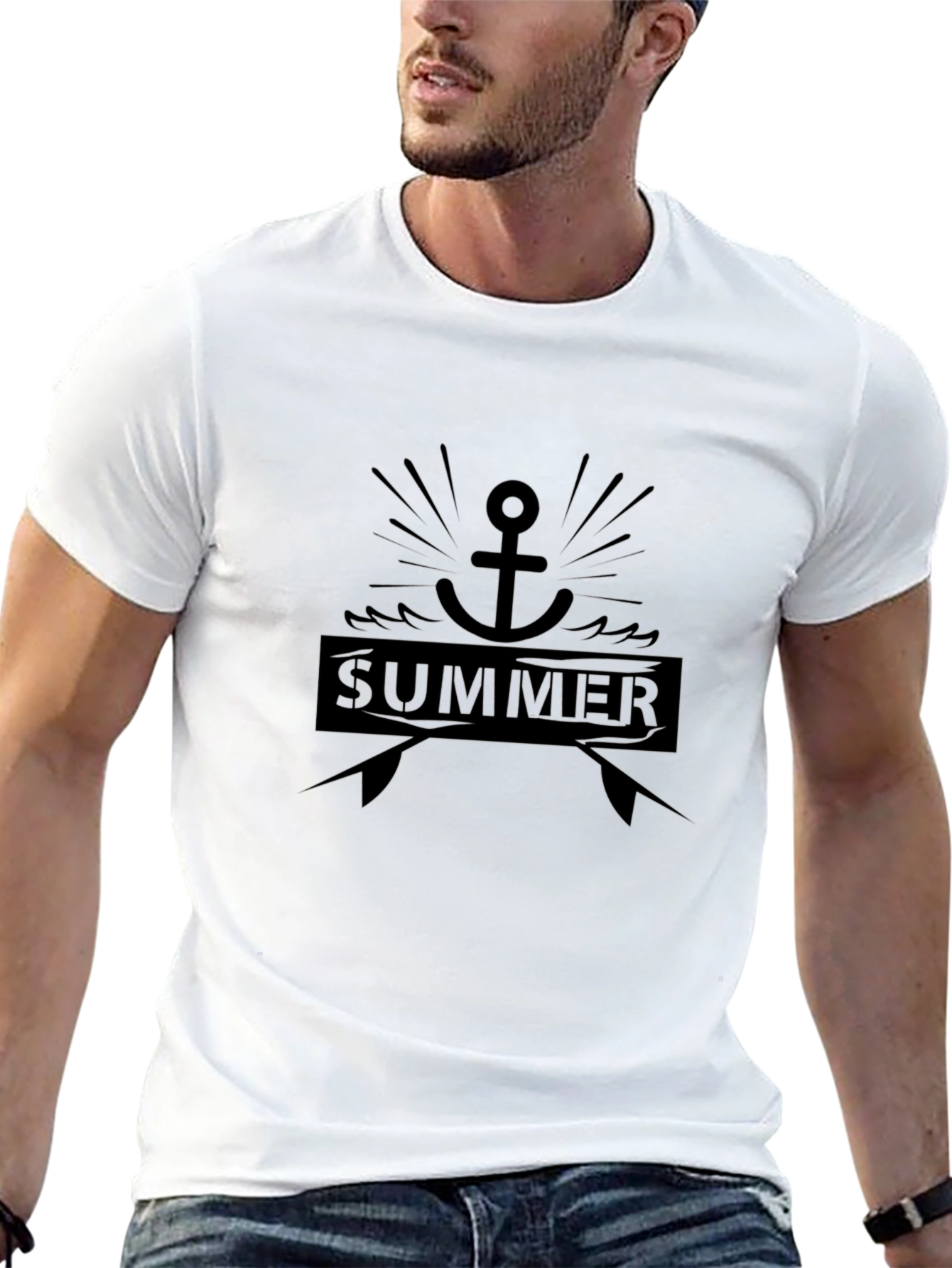 Summer Anchor Graphic Black T-Shirt