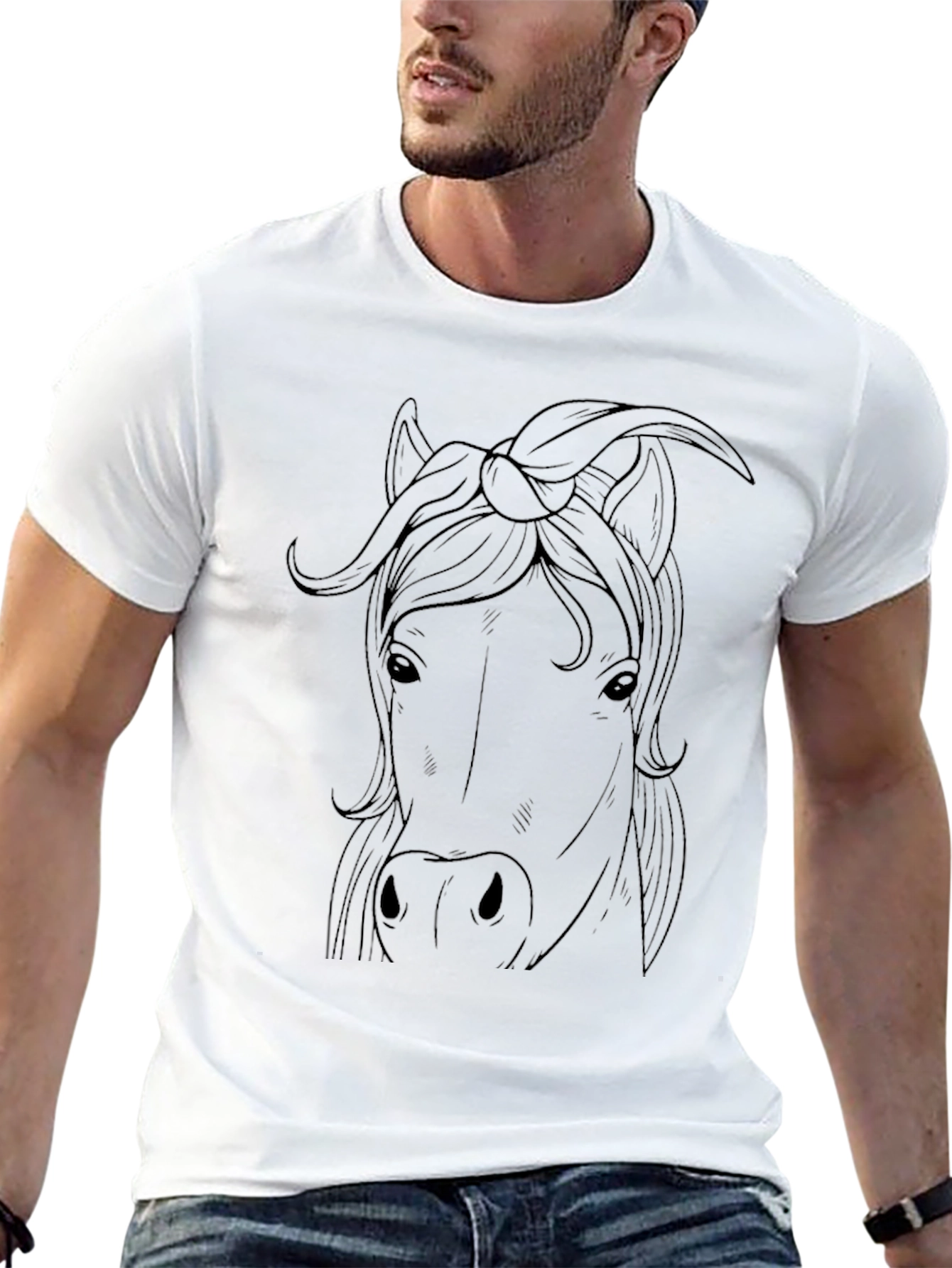 Horse with Bandana Graphic Tee - Black