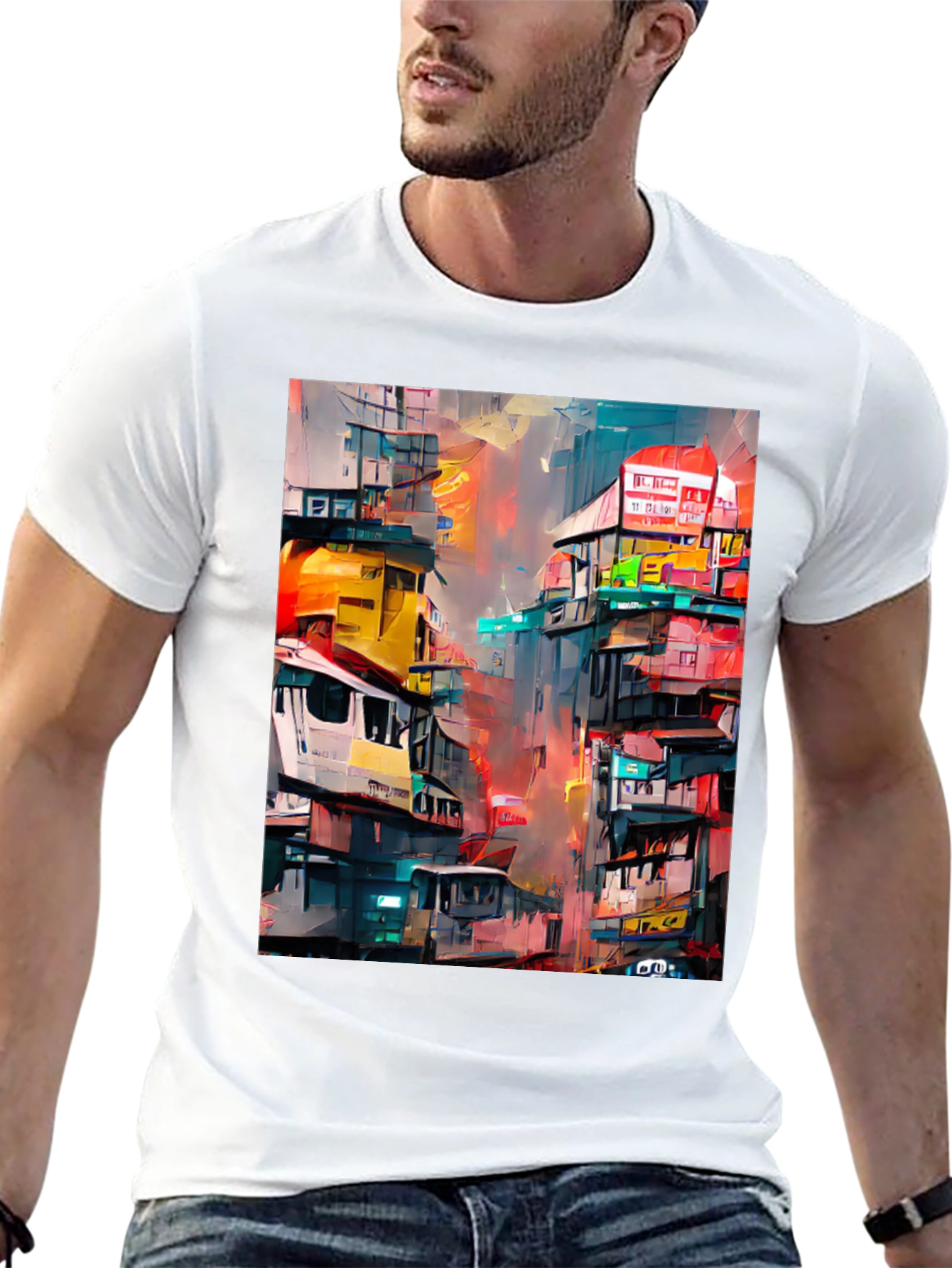 Urban Art T-Shirt - Vibrant Cityscape Design
