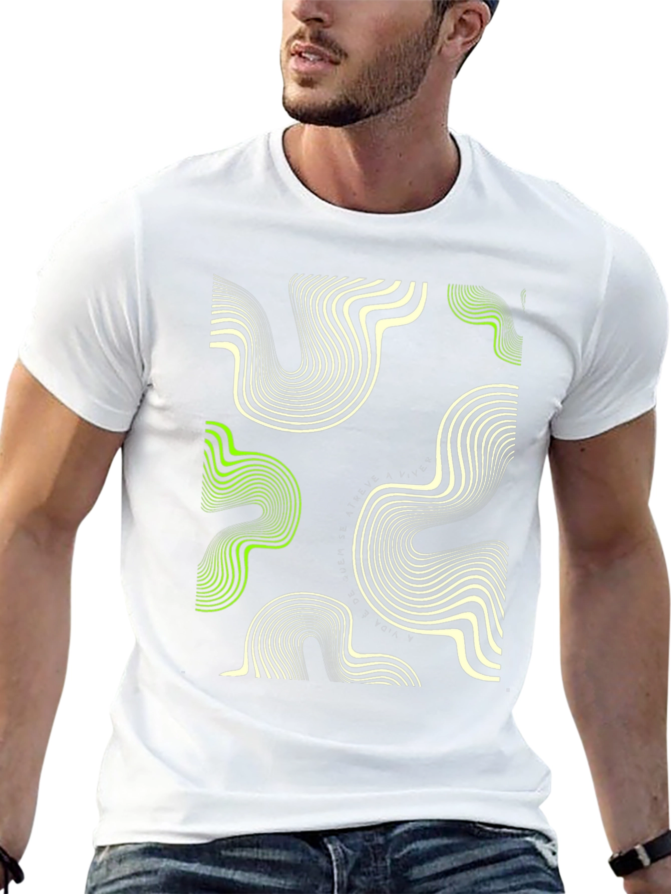 Abstract Wave Pattern Black T-Shirt