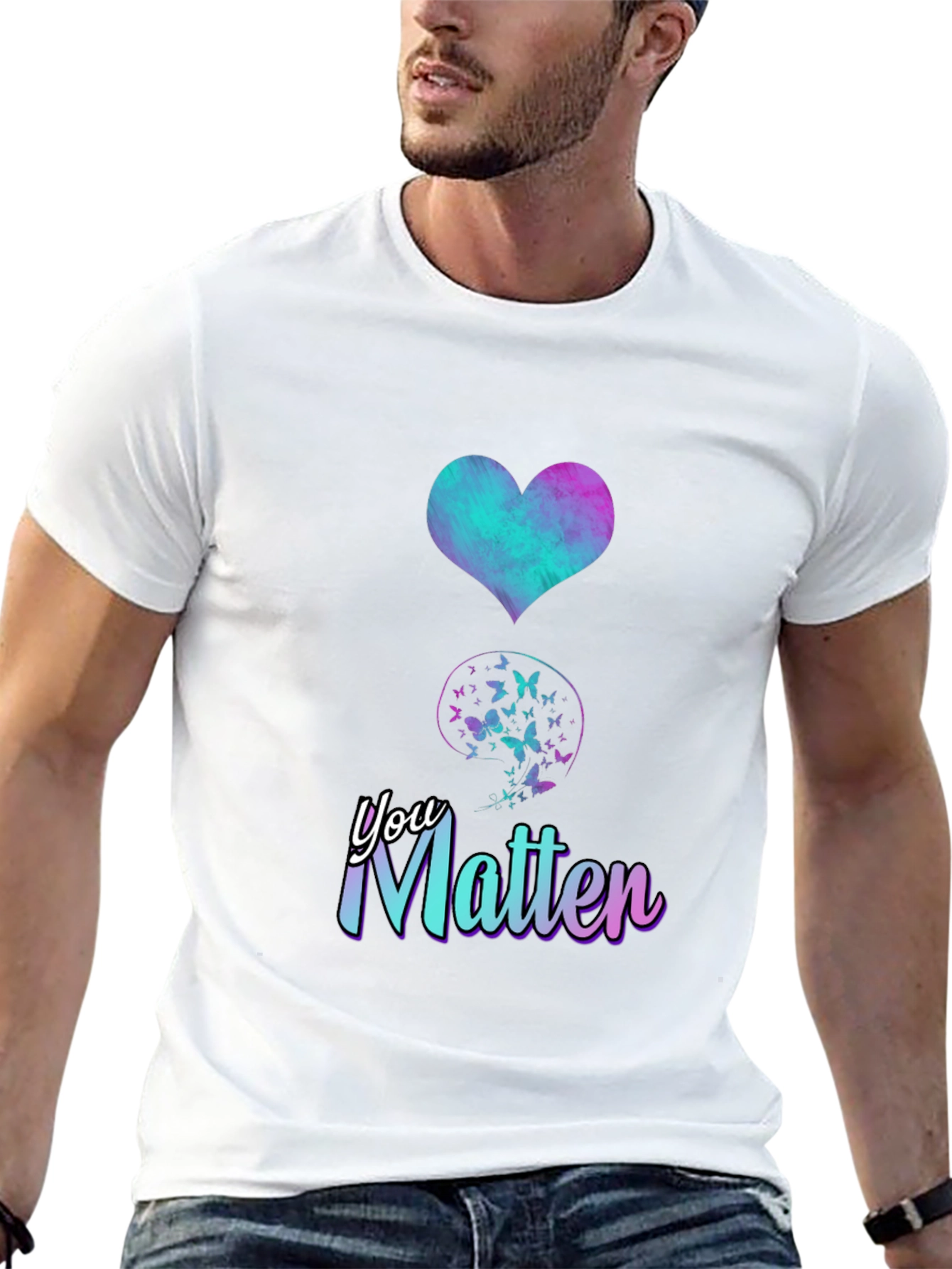 You Matter Butterfly Semicolon Heart Tee