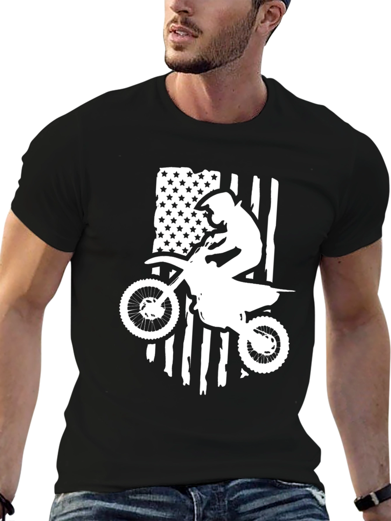 Motocross American Flag Graphic Tee
