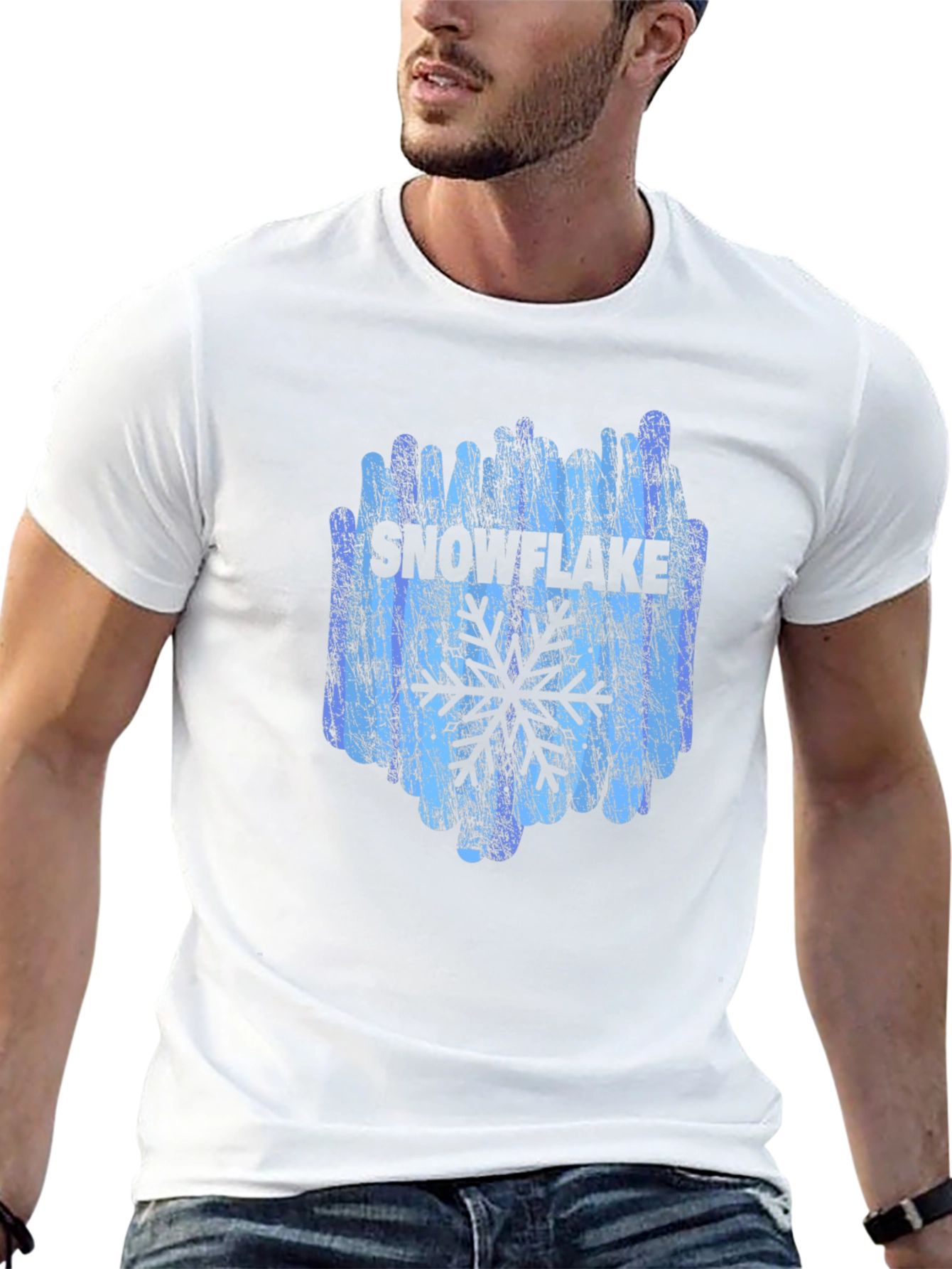 Snowflake Graphic Print Black T-Shirt