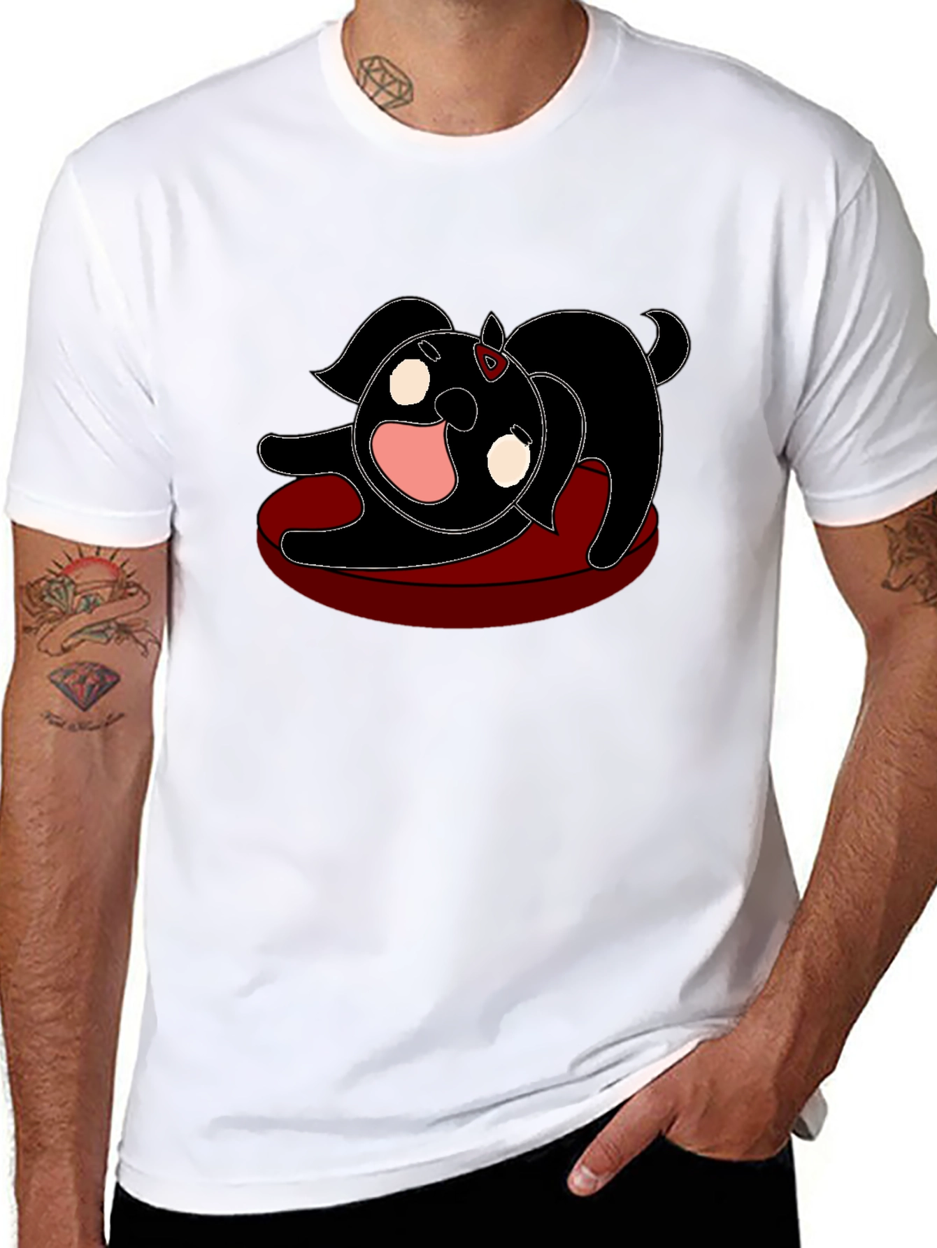 Cute Dog Graphic Black T-Shirt