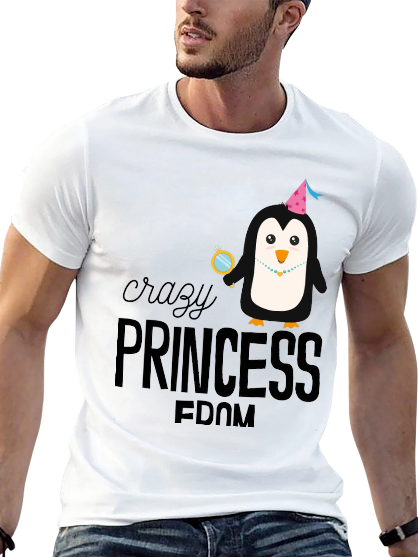Crazy Princess Penguin Graphic T-Shirt