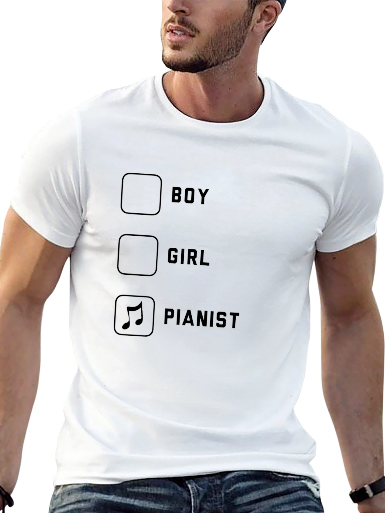 Pianist Checkbox Graphic Tee - Music Lover T-Shirt