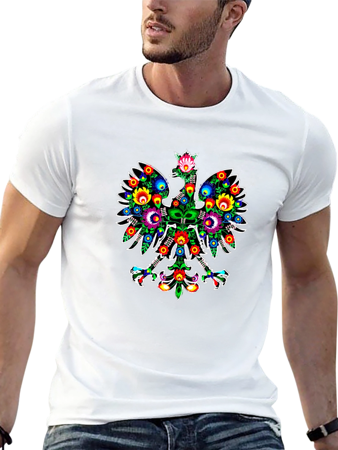 Polish Folk Art Eagle Graphic Black T-Shirt