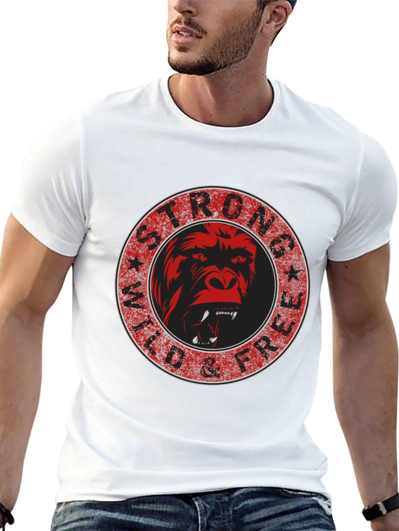 Strong Wild & Free Gorilla Graphic Tee
