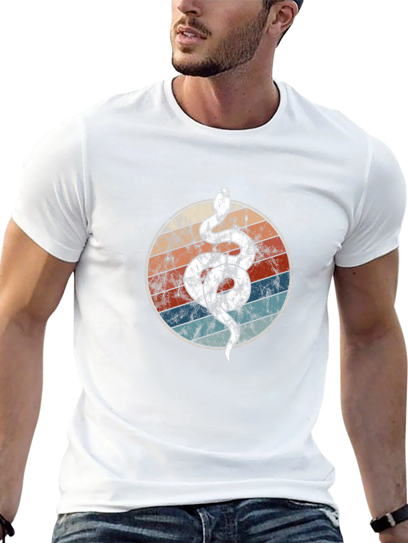 Retro Snake Circle Graphic Tee - Cool & Unique