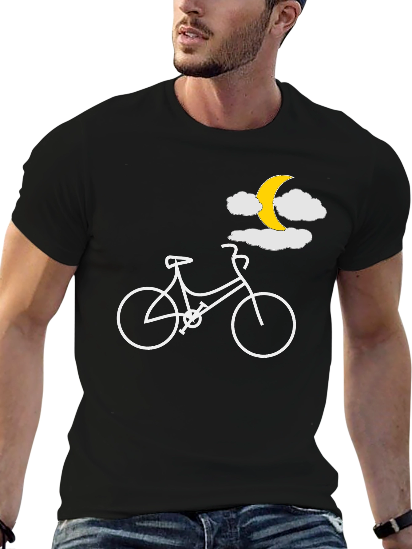 Bike Under Moon Graphic T-Shirt