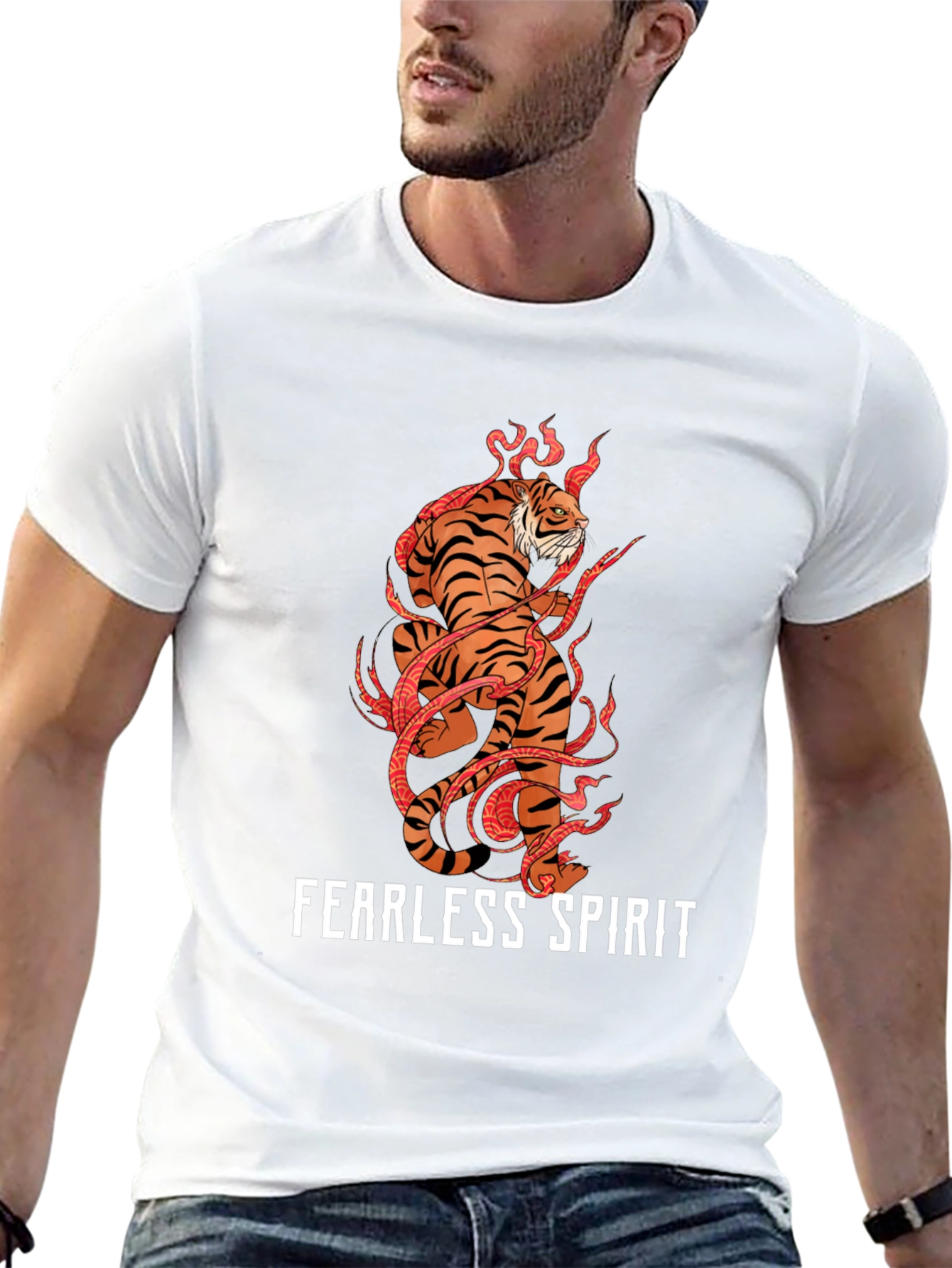 Fearless Spirit Tiger Graphic Tee - Black