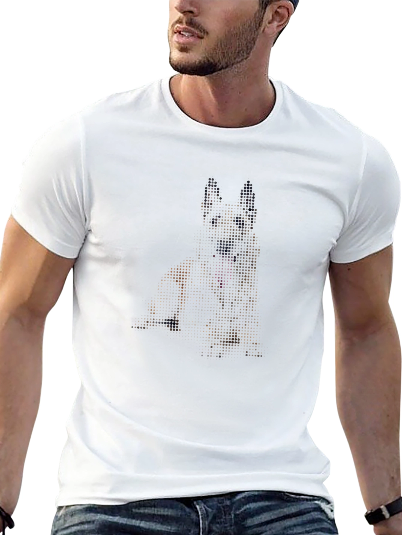 Dog Pixel Art Graphic Print Black T-Shirt