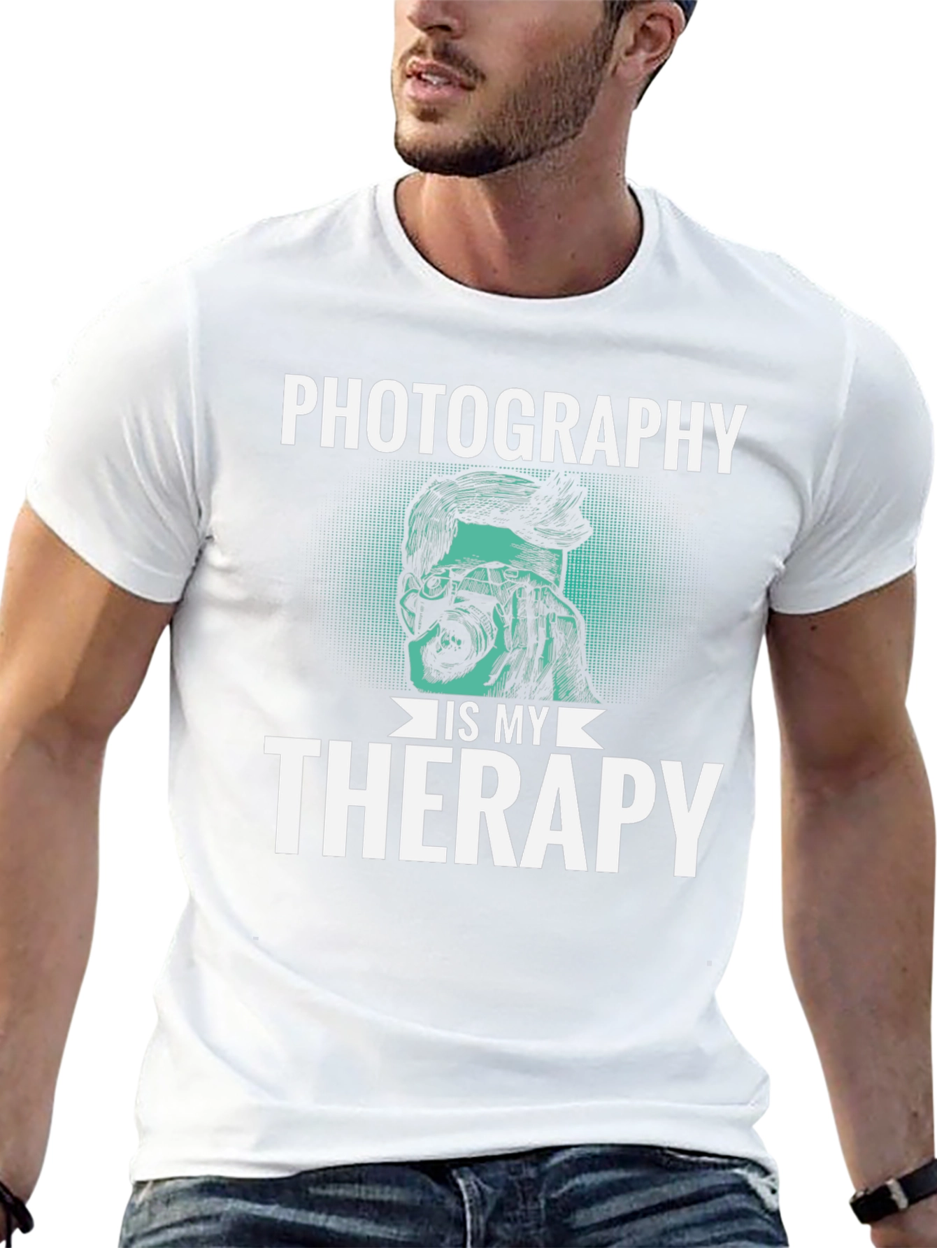 Photography is My Therapy Black T-Shirt