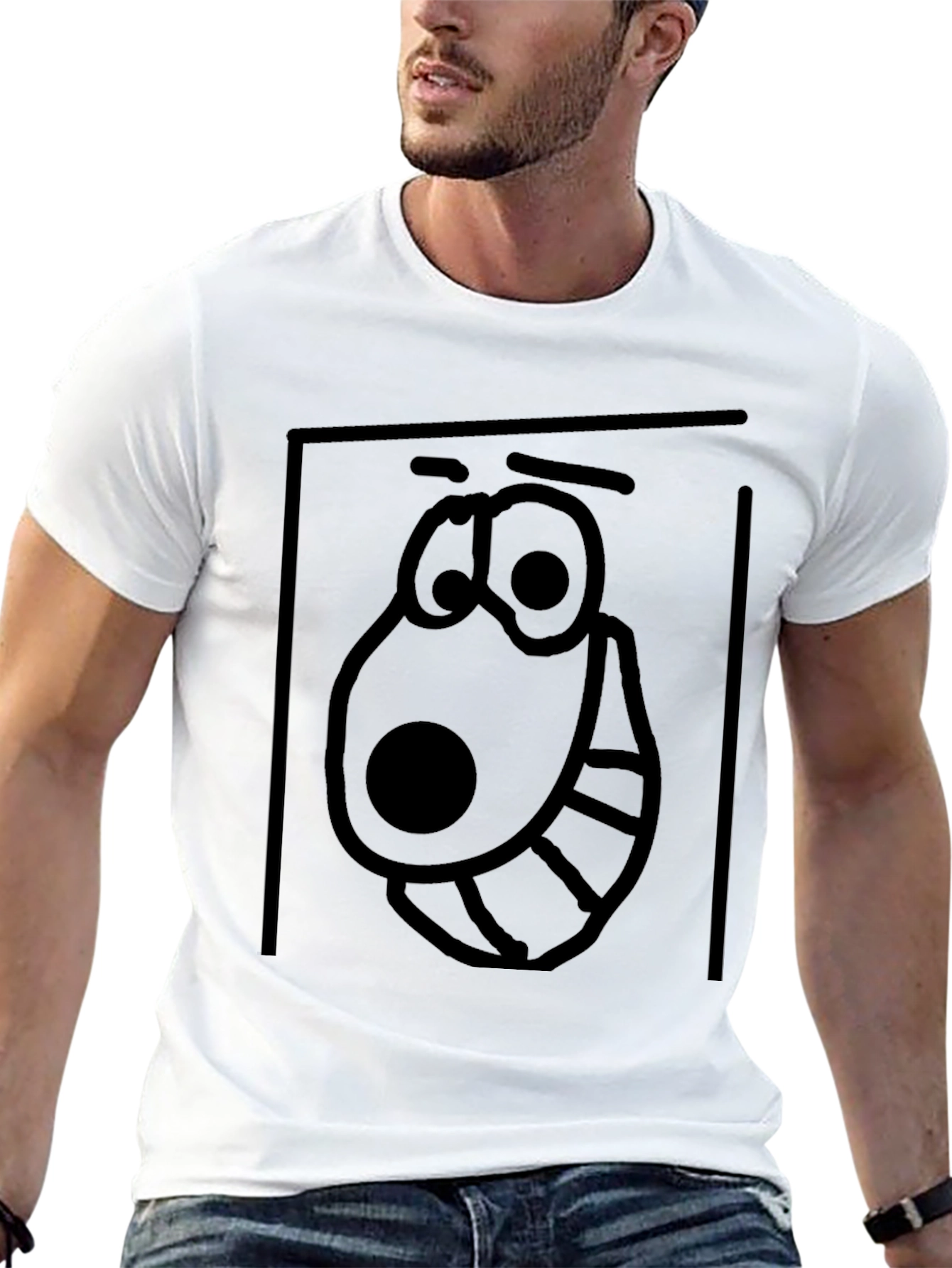 Cartoon Face Graphic Tee - Black