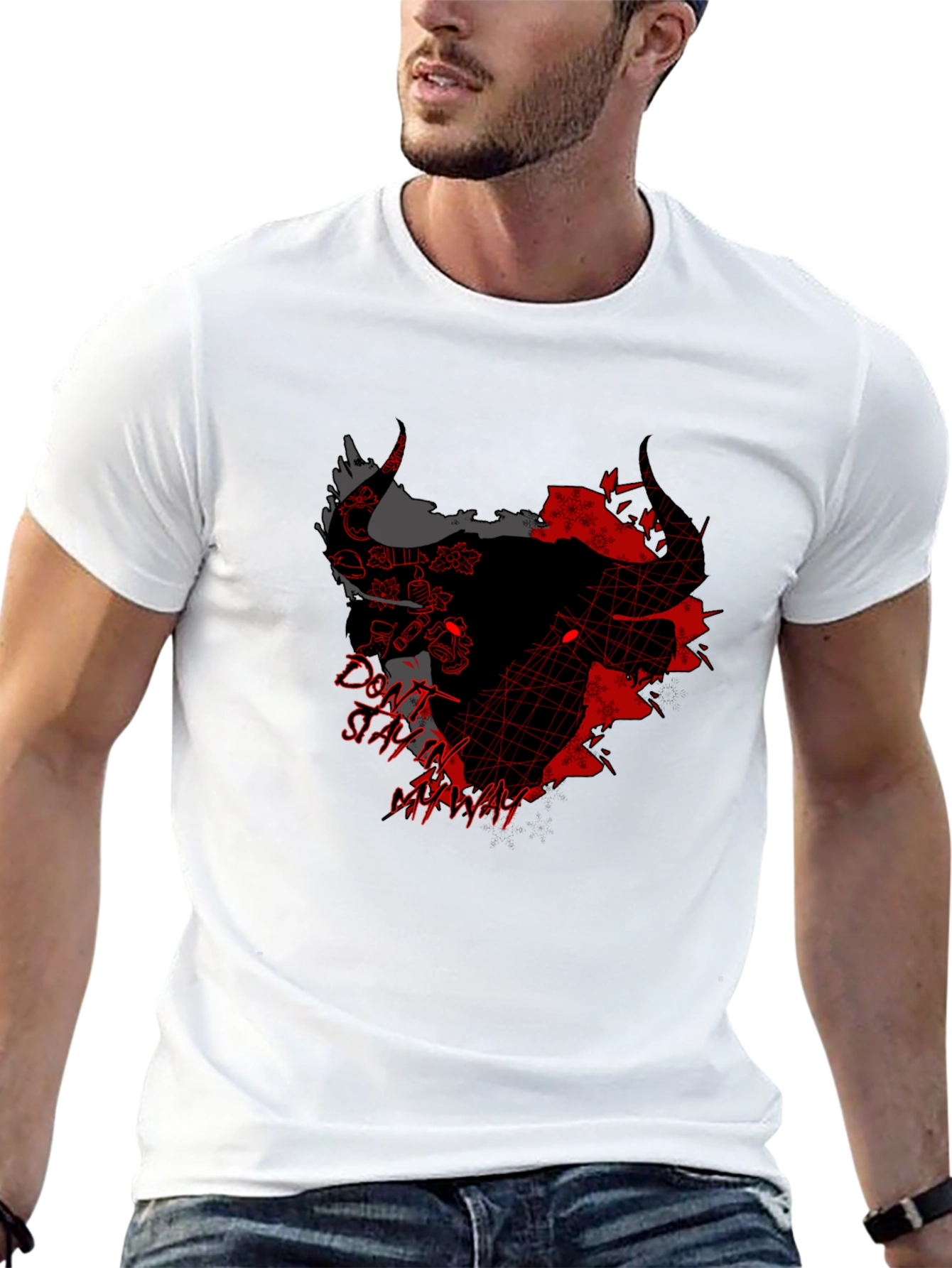 Edgy Graphic Print Crew Neck T-Shirt