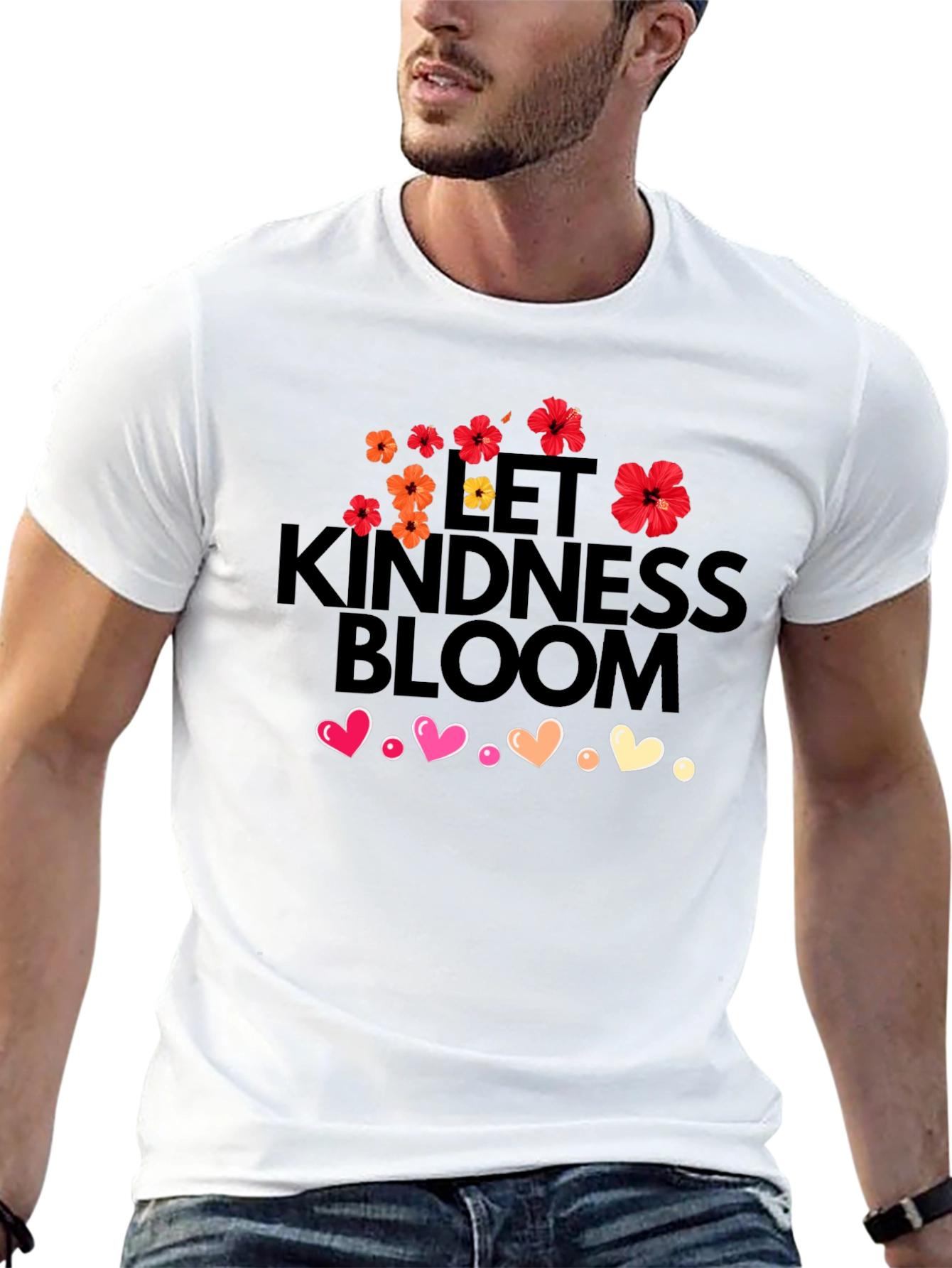 Let Kindness Bloom T-Shirt - Floral Heart Design