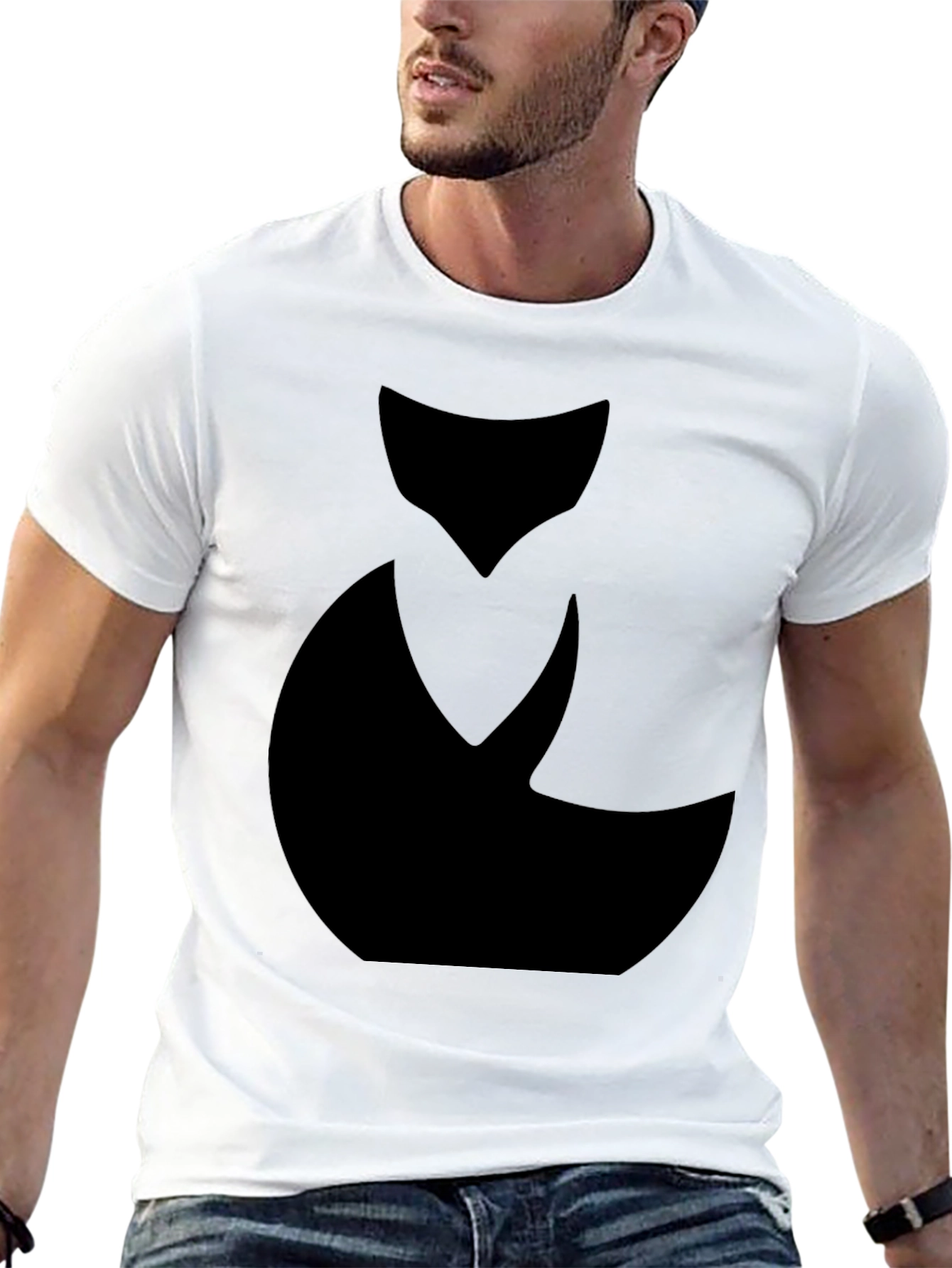 Abstract Black Cat Graphic Tee - Mens