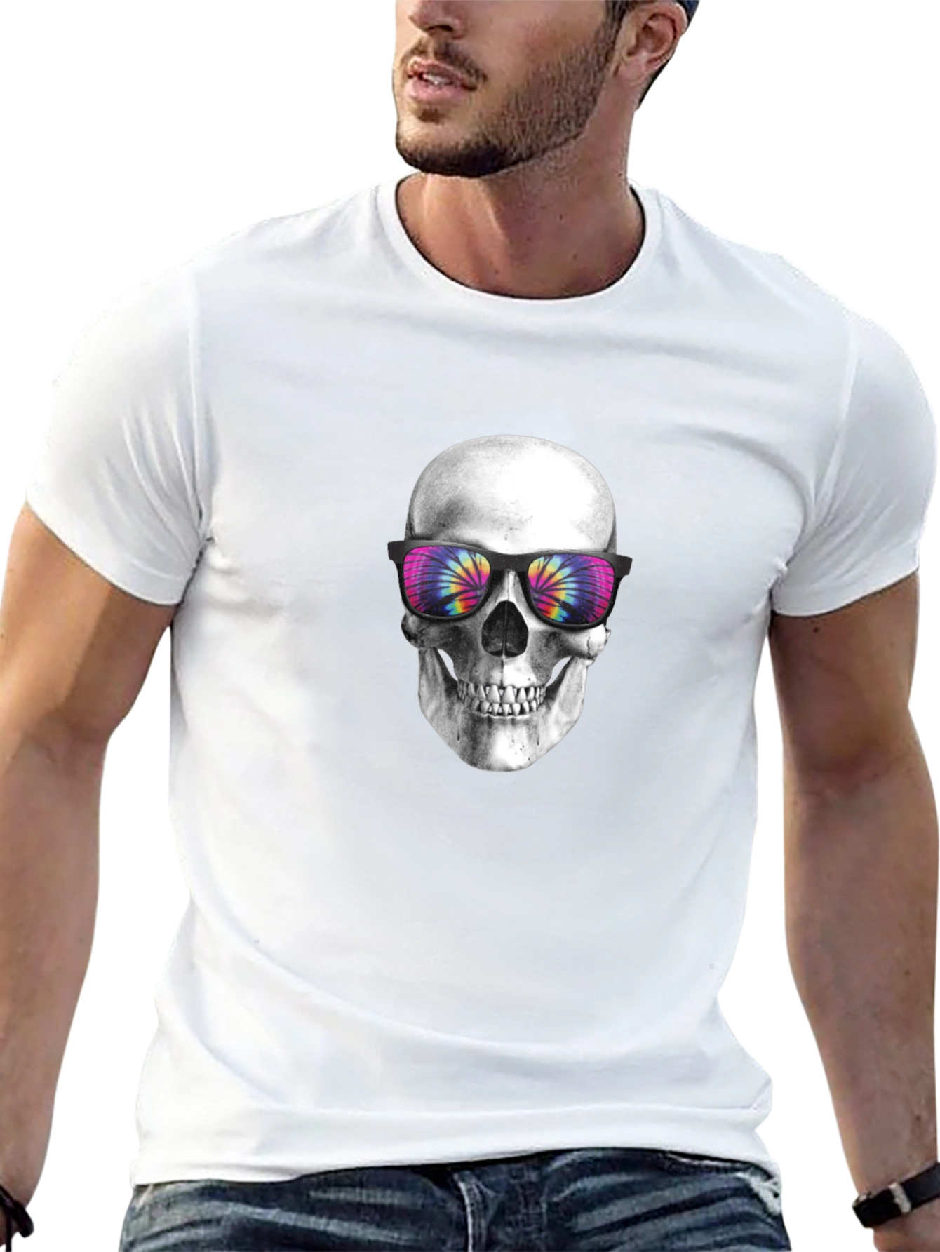 Skull with Tie-Dye Sunglasses Graphic Tee
